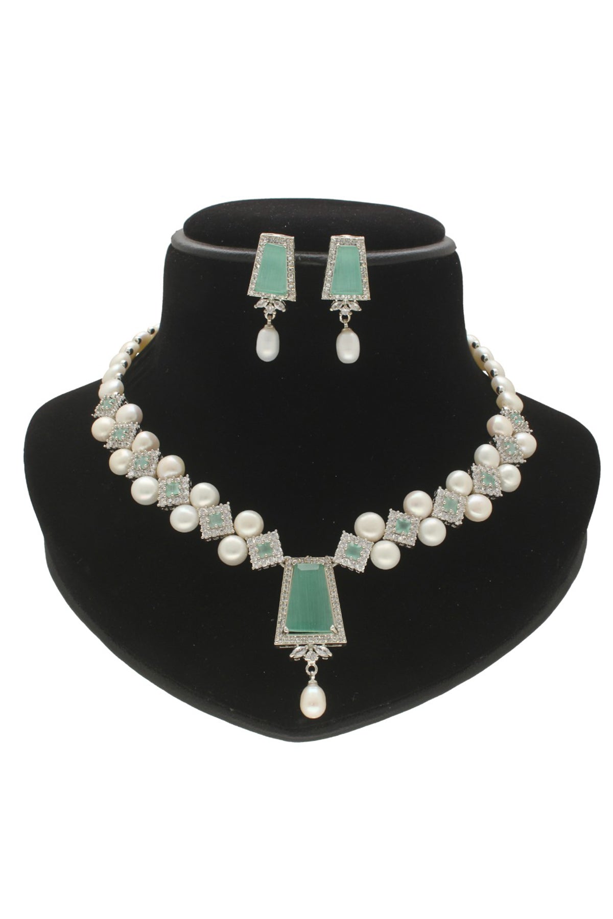 Silver Flat Pearl Jewellery Set
