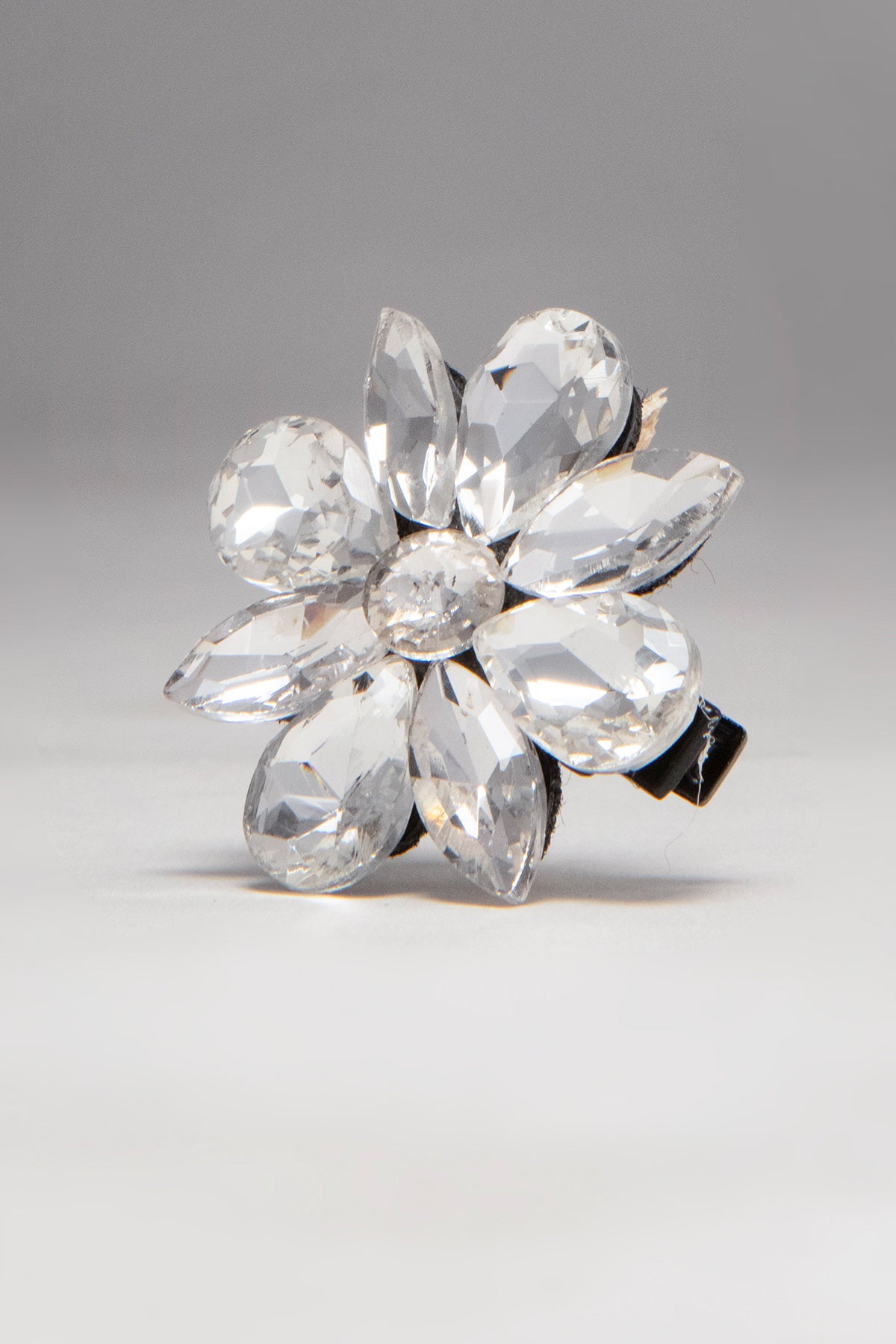Silver Floral Stone Studded Clip