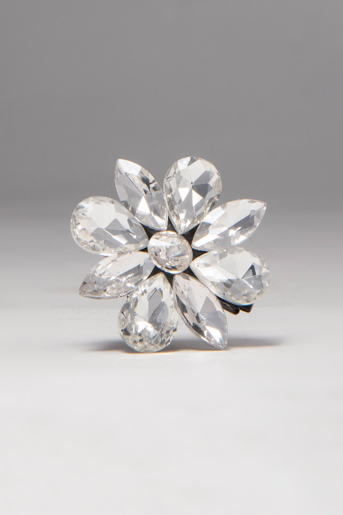 Silver Floral Stone Studded Clip