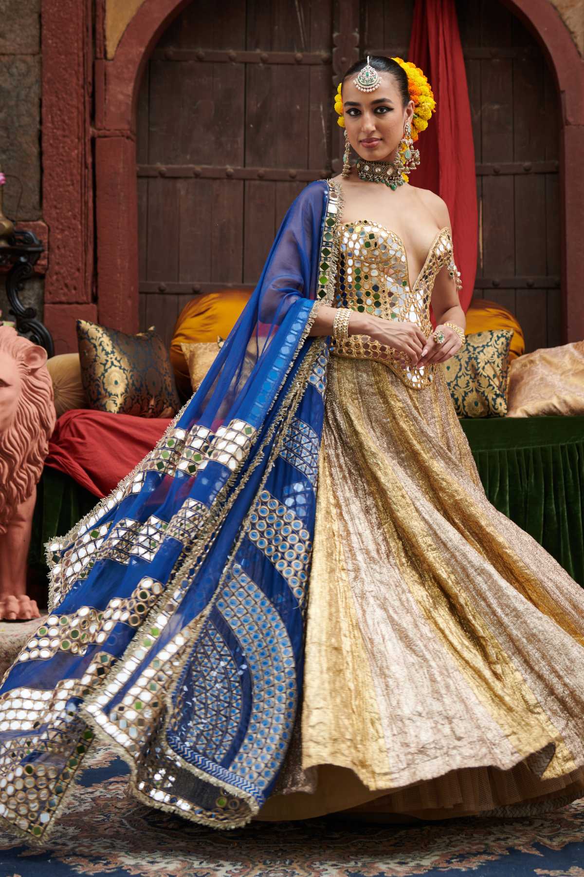 Silver & Gold Mirror Lehenga Set