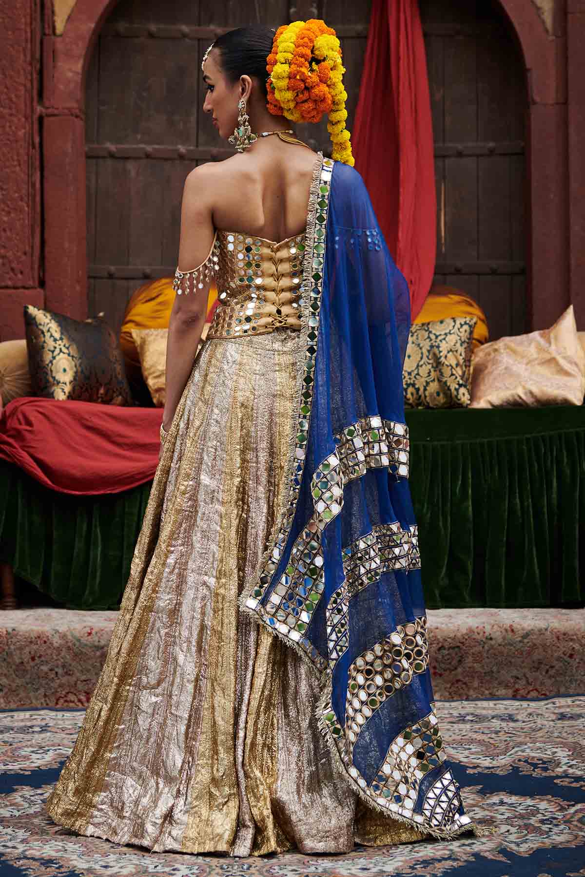 Silver & Gold Mirror Lehenga Set
