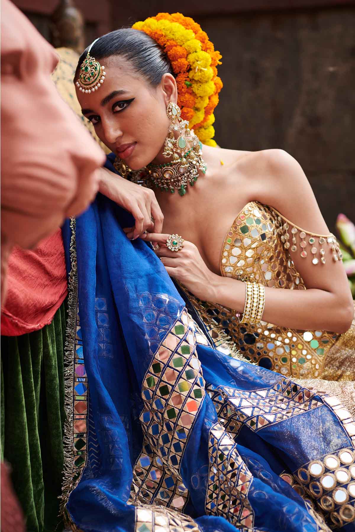 Silver & Gold Mirror Lehenga Set