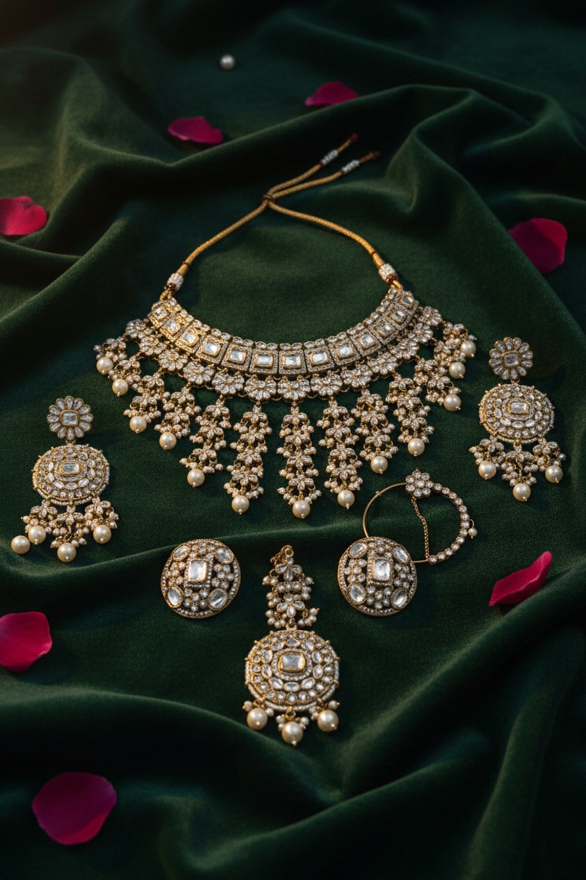 Buy Silver Gold Pearl Jewellery Set for women by Inko & Co online available at scrollnshops