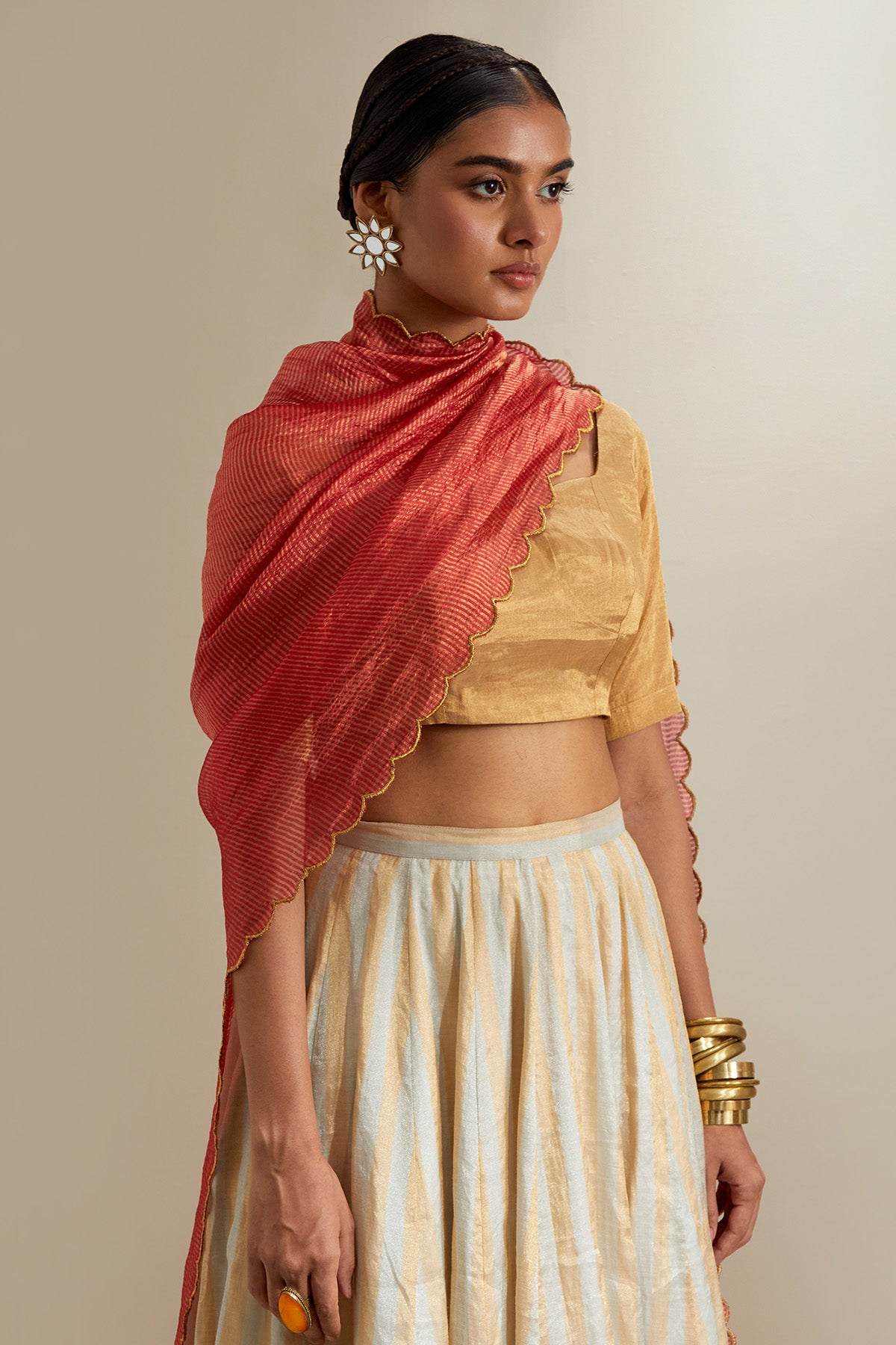 Silver Gold Zari Lehenga Set