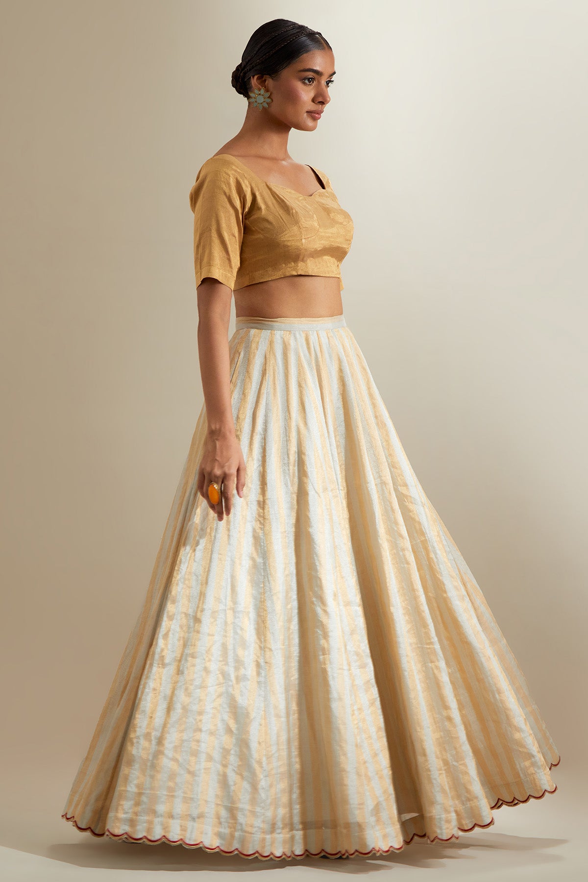 Silver Gold Zari Lehenga Set