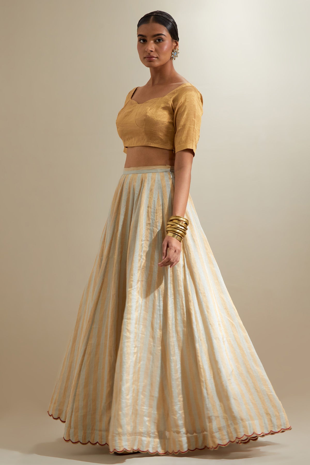 Silver Gold Zari Lehenga Set