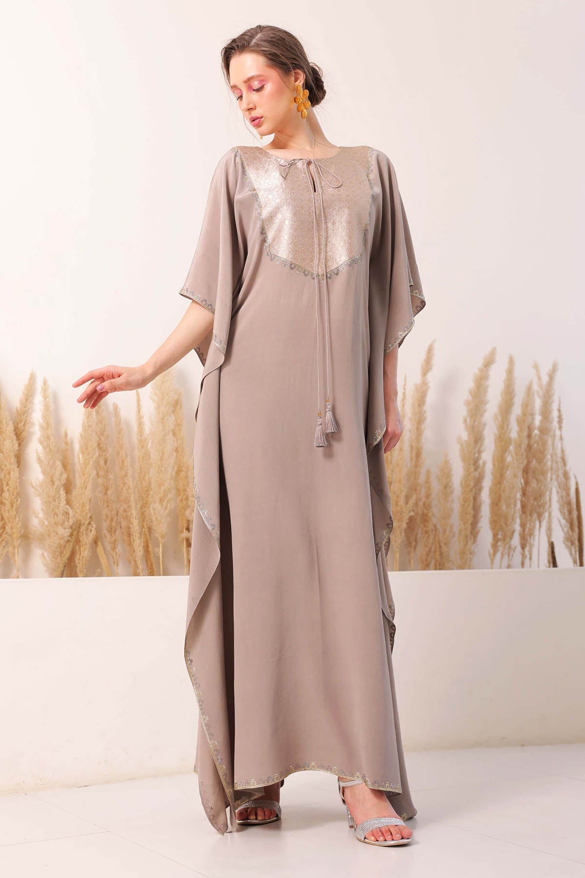 Chhaya Mehrotra Silver Grey Embellished Kaftan for women online at ScrollnShops