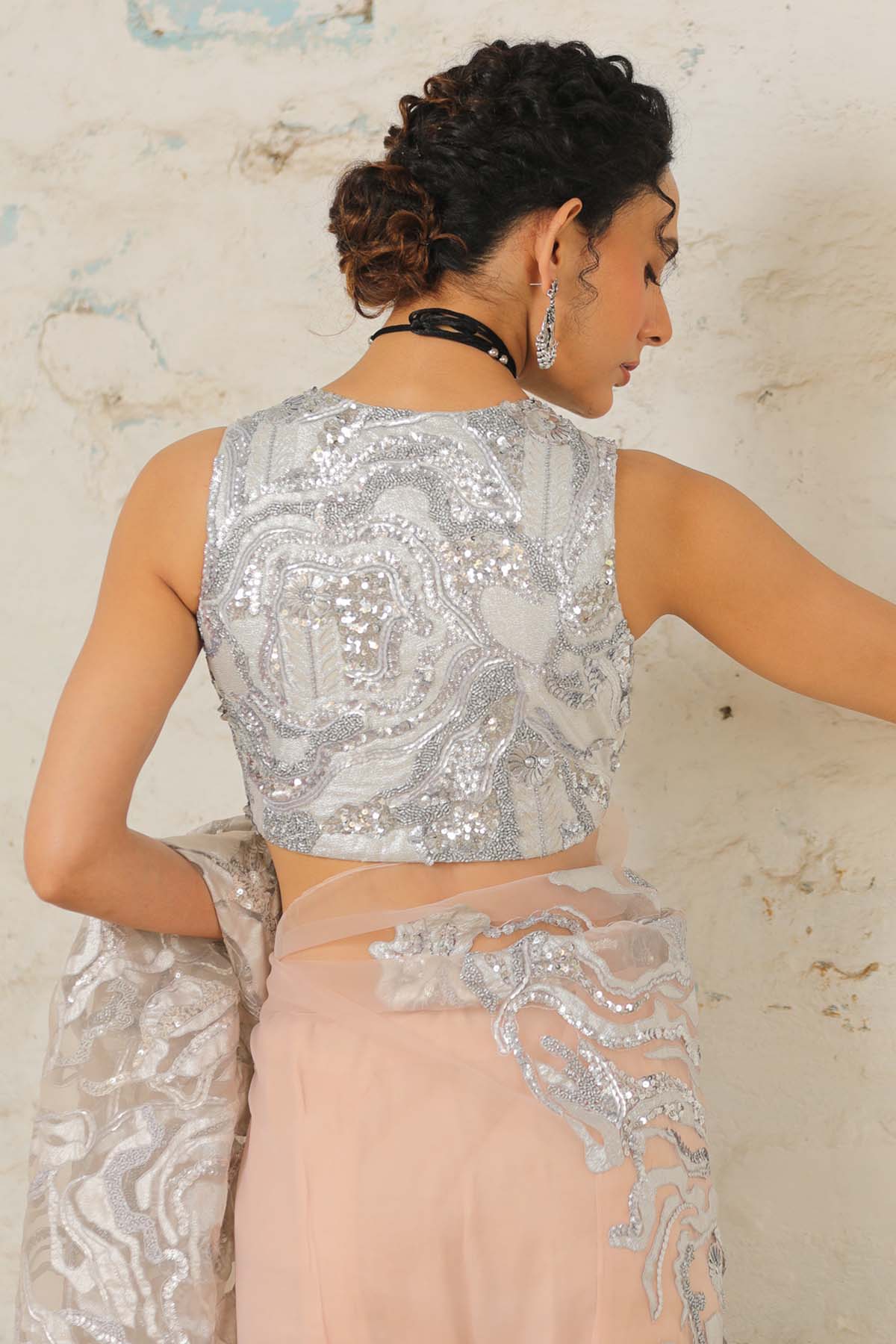 Silver Hand Embroidered Blouse