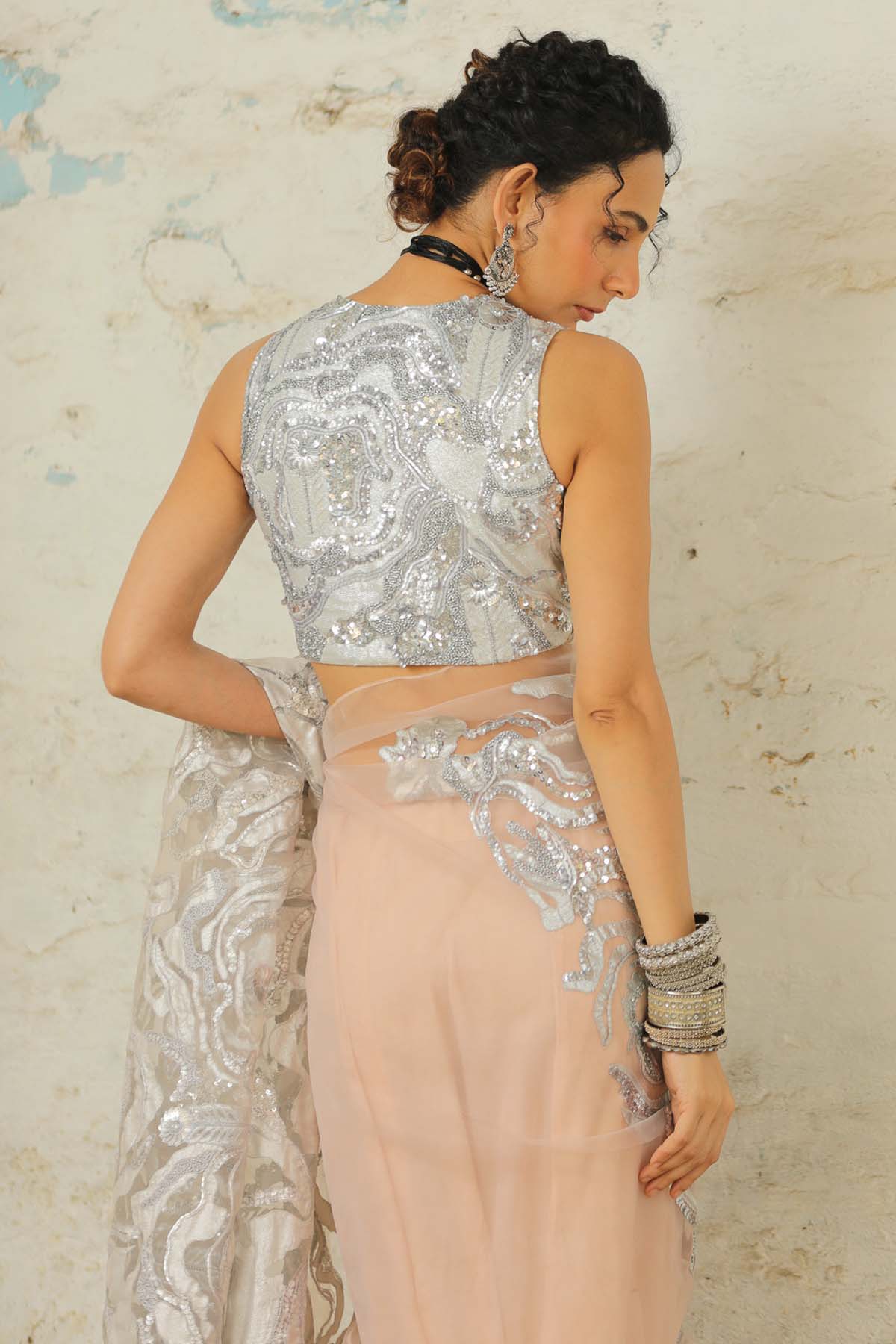 Silver Hand Embroidered Blouse