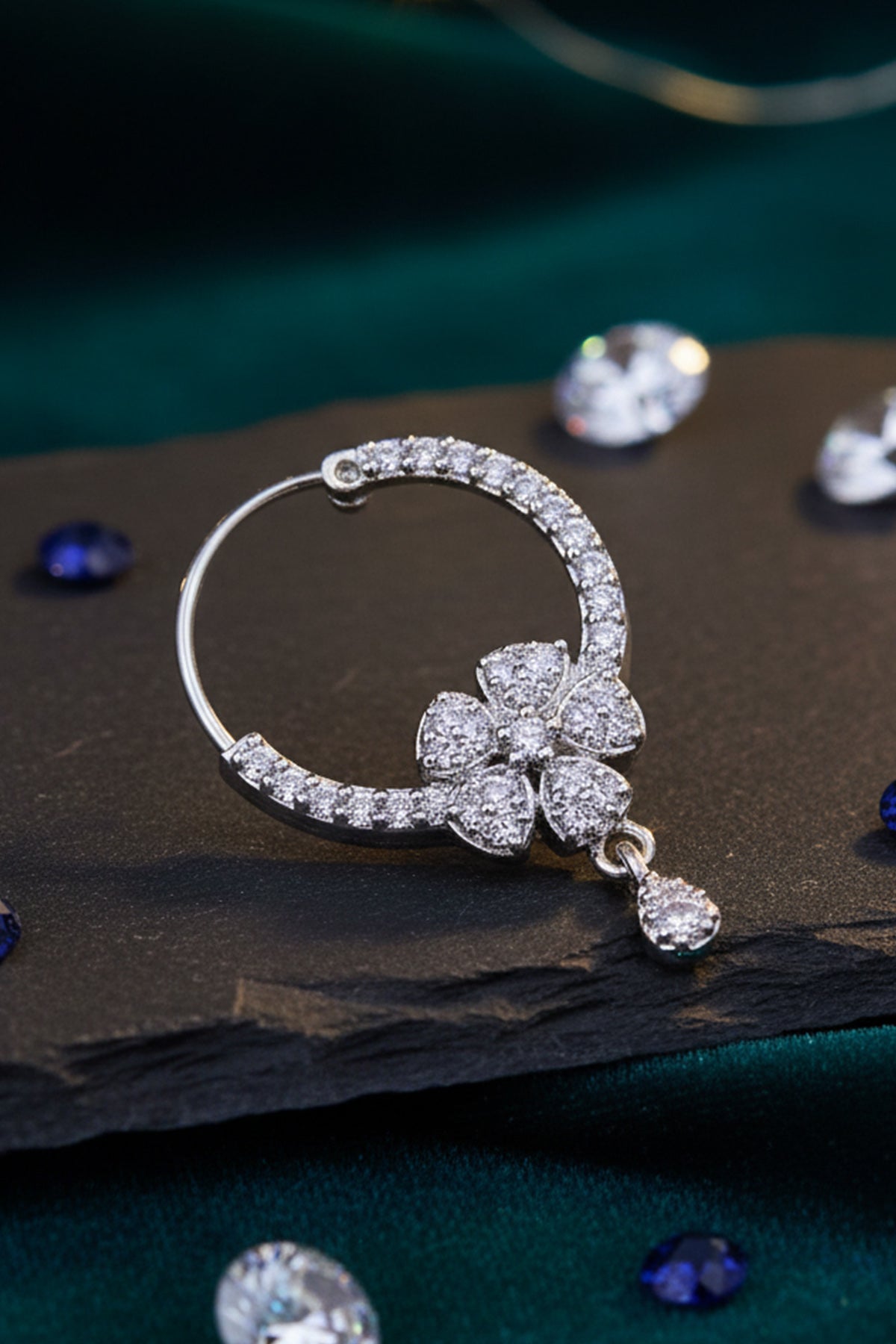 Buy Silver Metal Floral Nose Ring for women by Inko & Co online available at scrollnshops