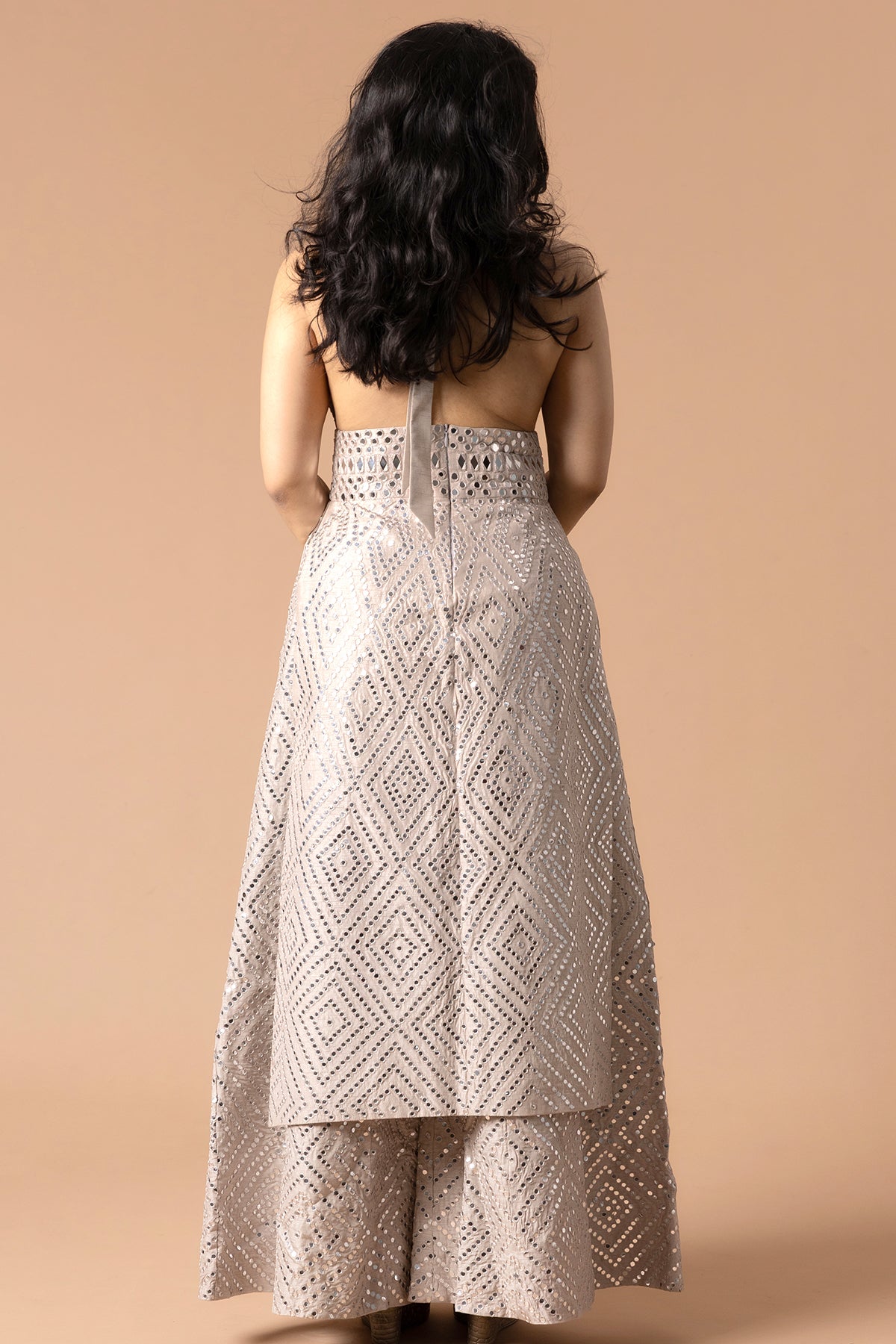 Silver Mirror Work Kurta Set