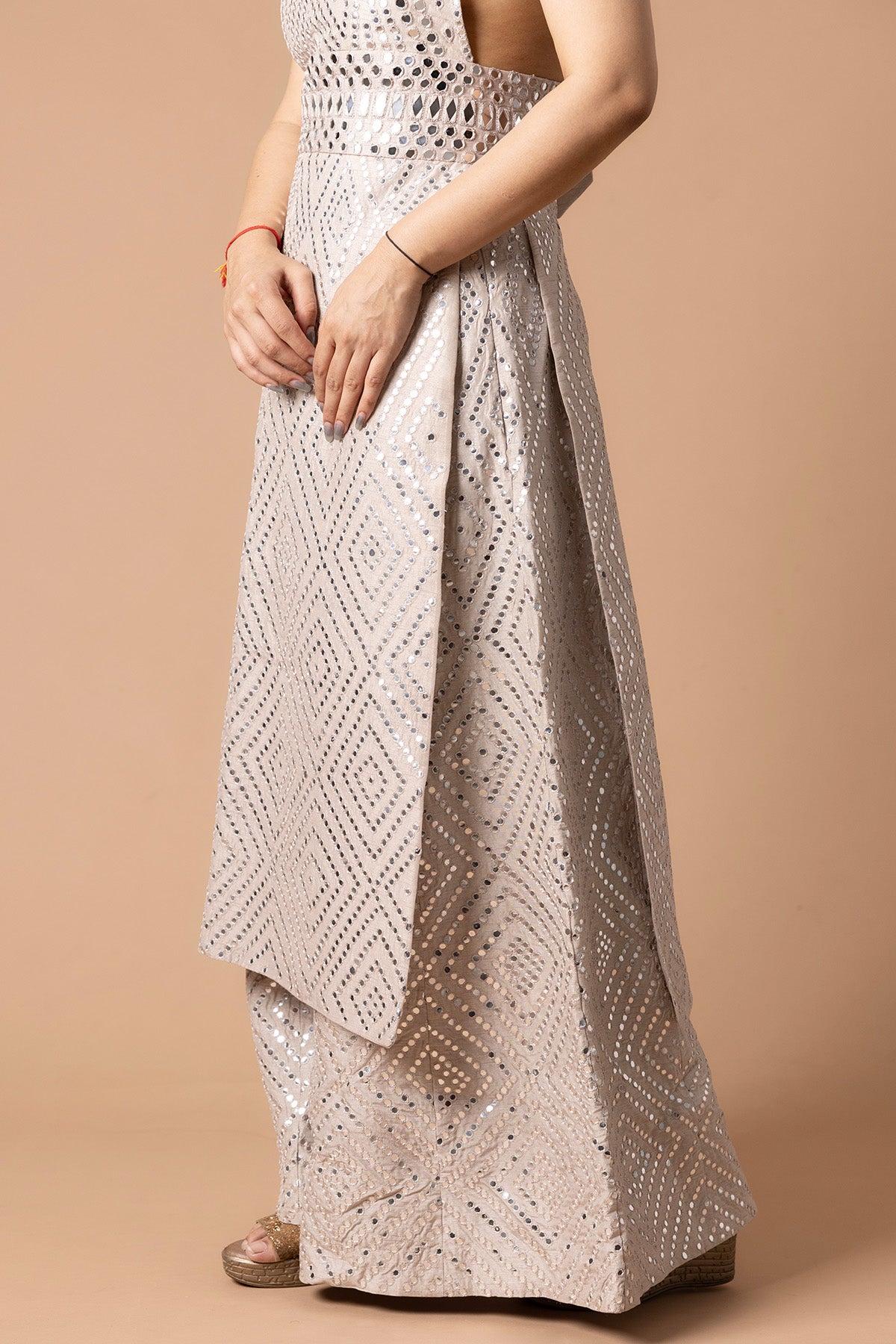 Silver Mirror Work Kurta Set