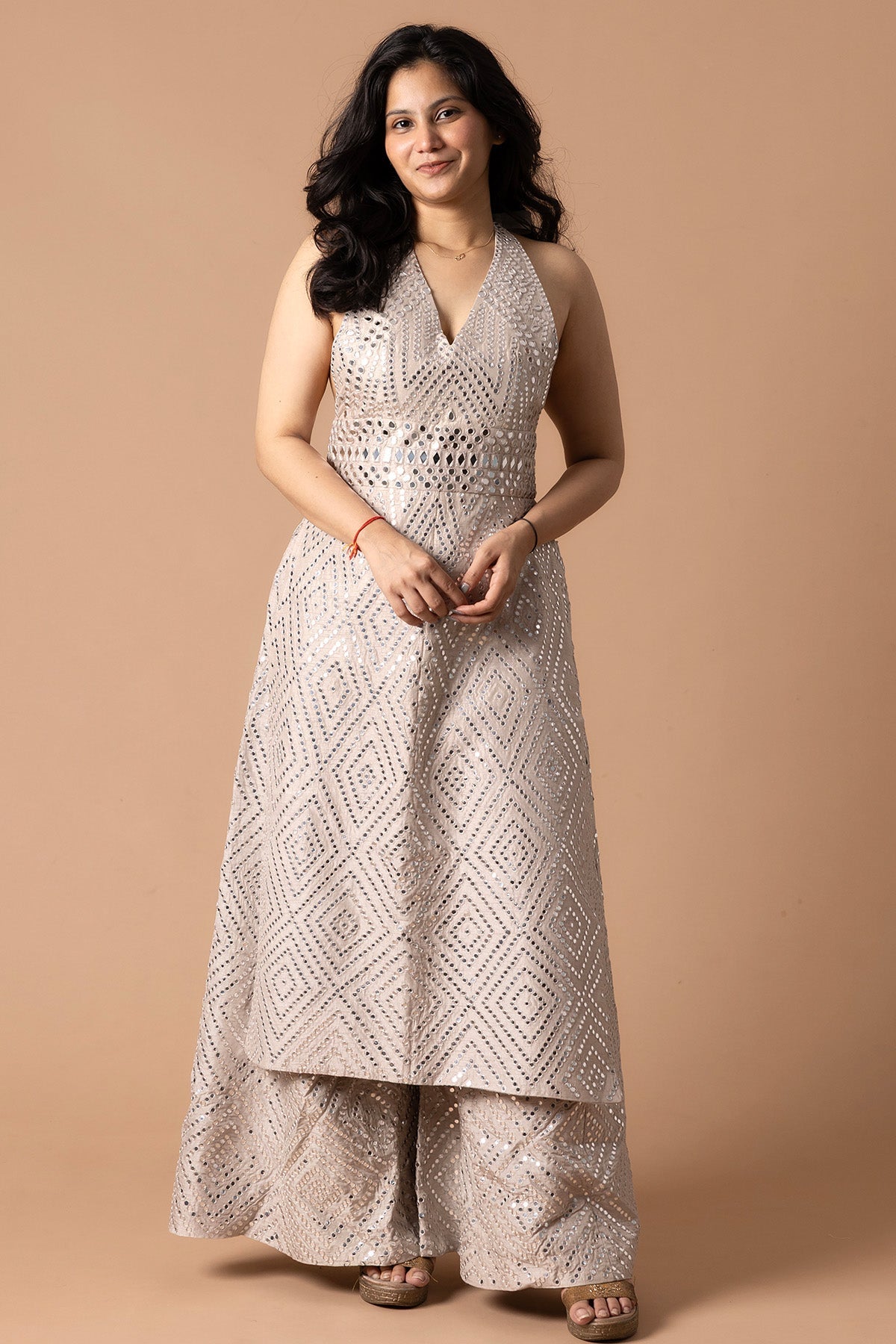 Buy Silver Mirror Work Kurta Set for women by Rivaaj Couture online available at scrollnshops