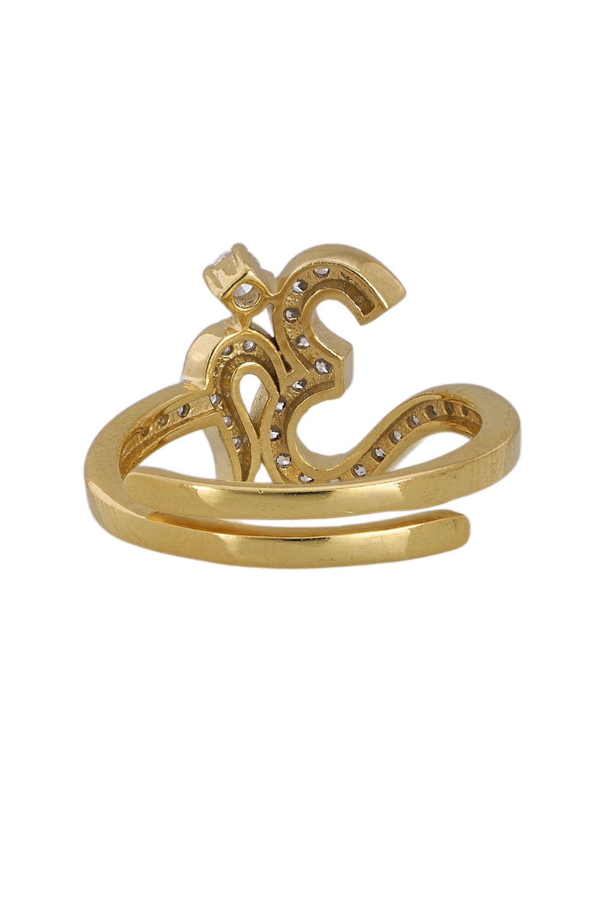 Silver Om Stone Embellished Ring