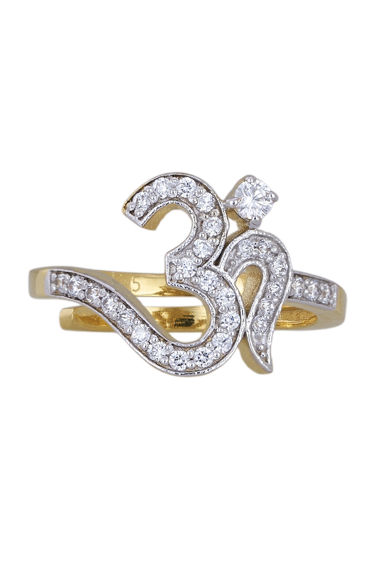 Silver Om Stone Embellished Ring