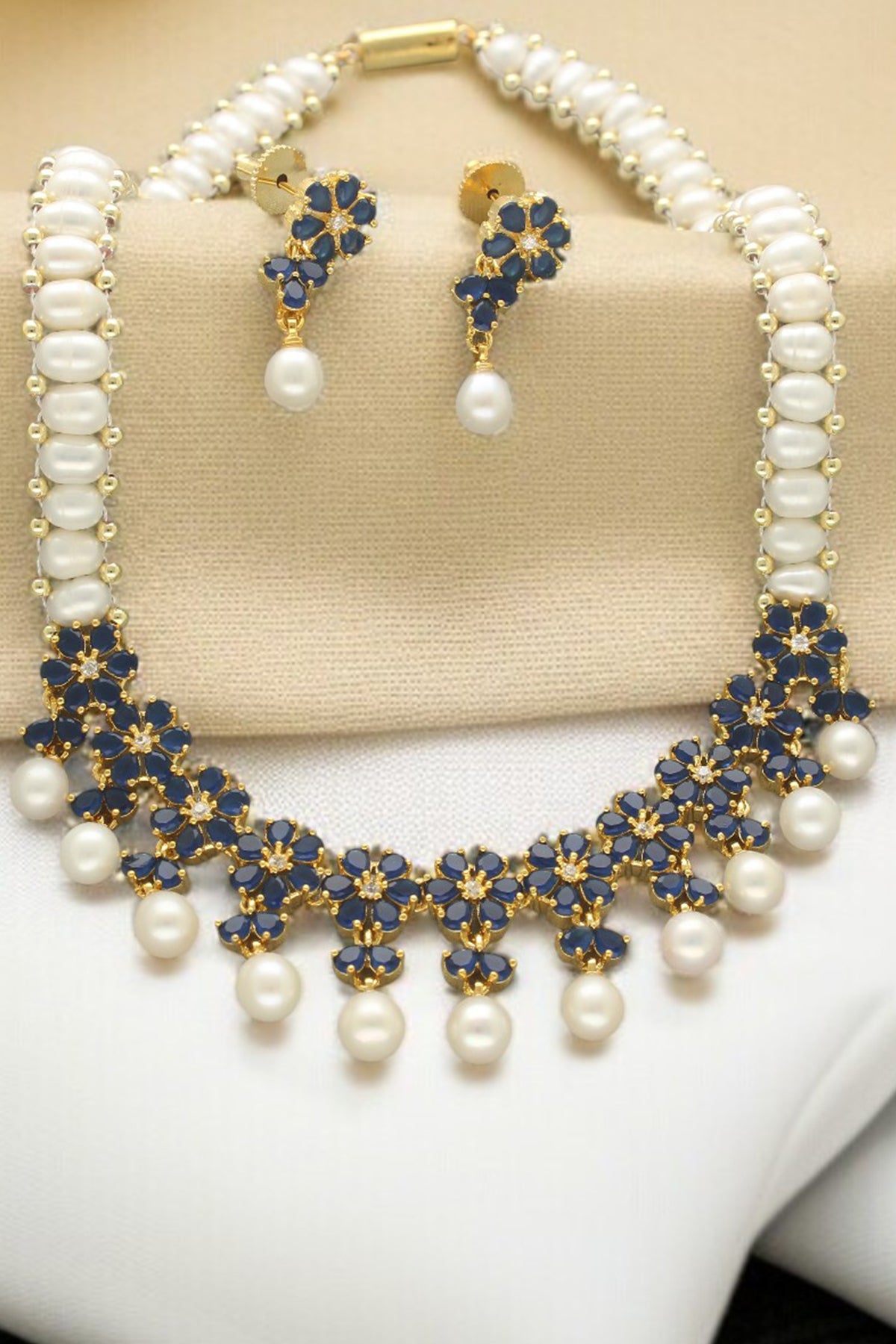 Silver Oval Pearl Jewellery Set