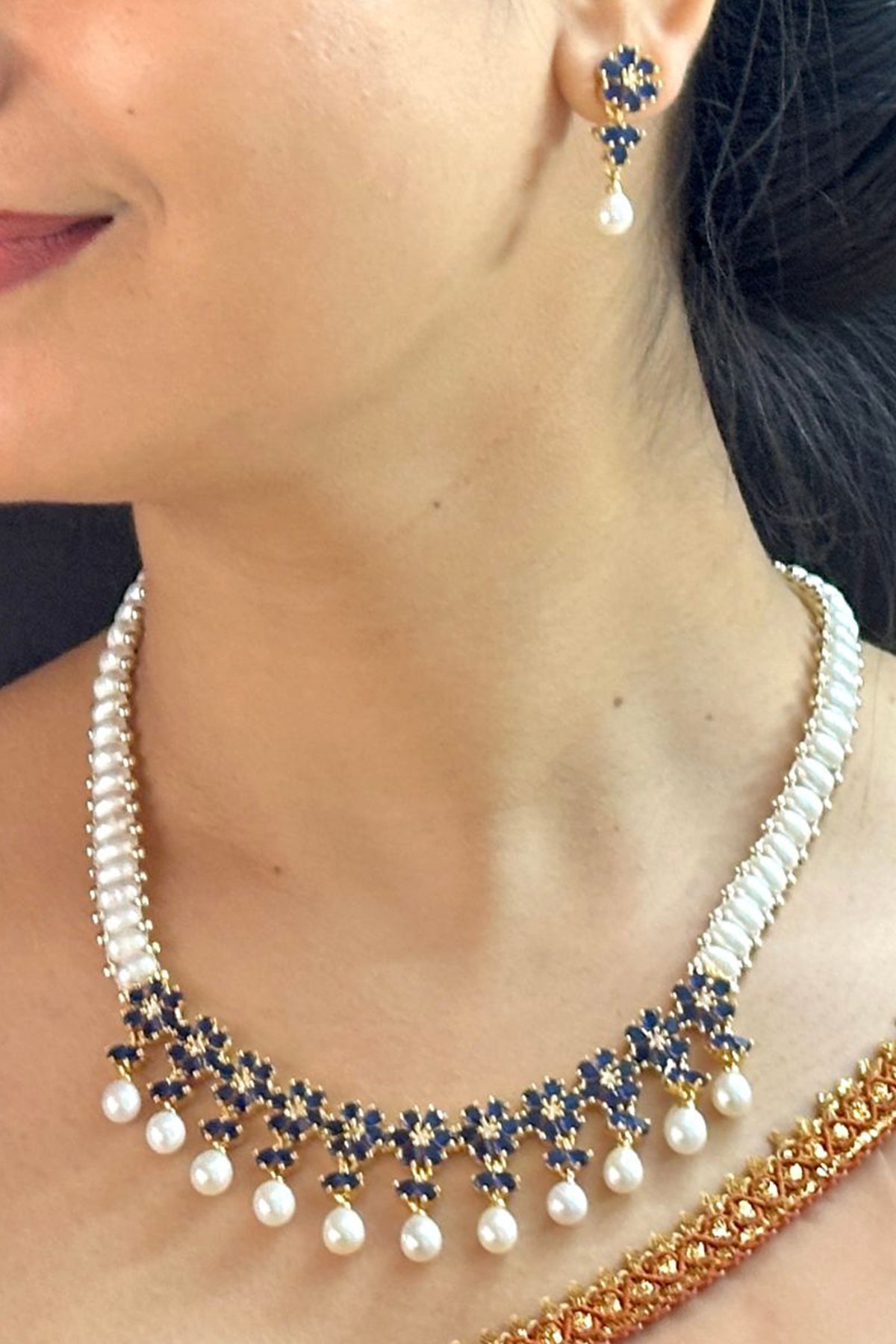 Buy Silver Oval Pearl Jewellery Set for women by J Pearls online available at scrollnshops