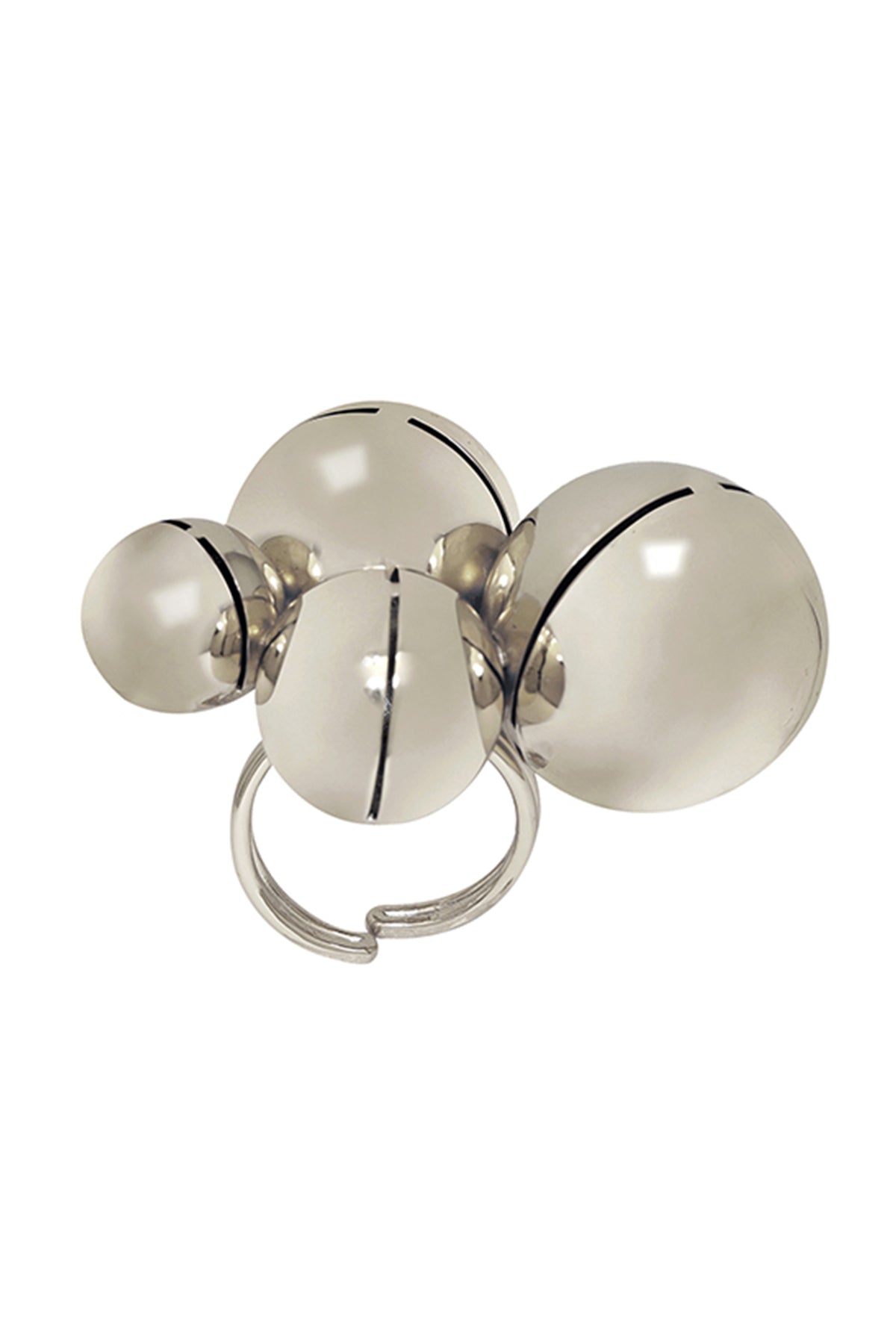 Silver Plated Pearls Brass Ring