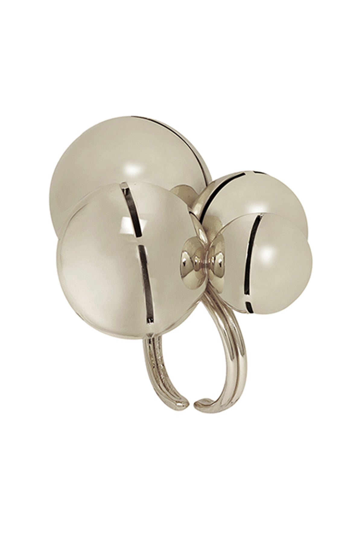 Silver Plated Pearls Brass Ring