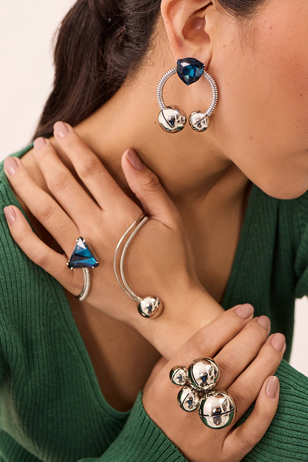 Silver Plated Pearls Danglers