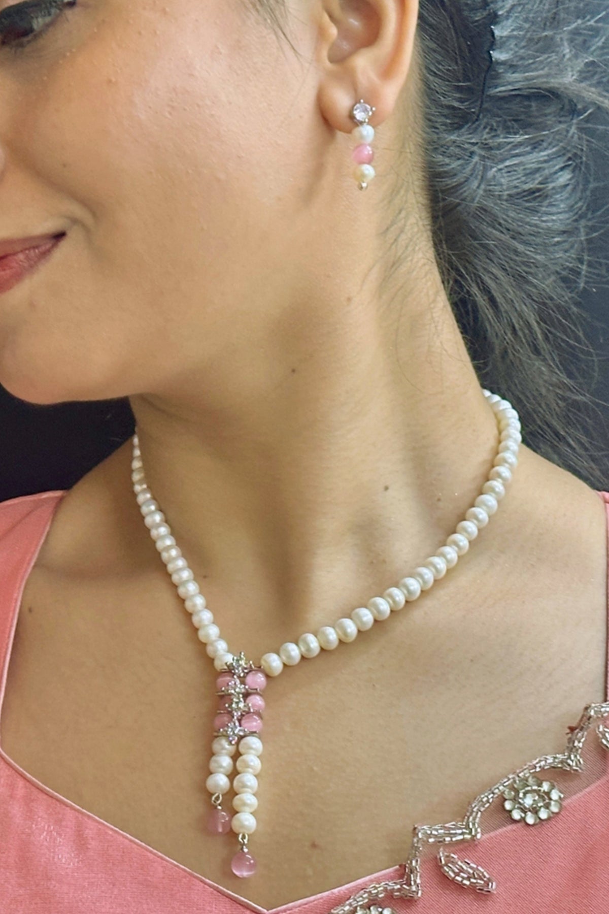 Buy Silver Round Pearl Jewellery  for women by J Pearls online available at scrollnshops
