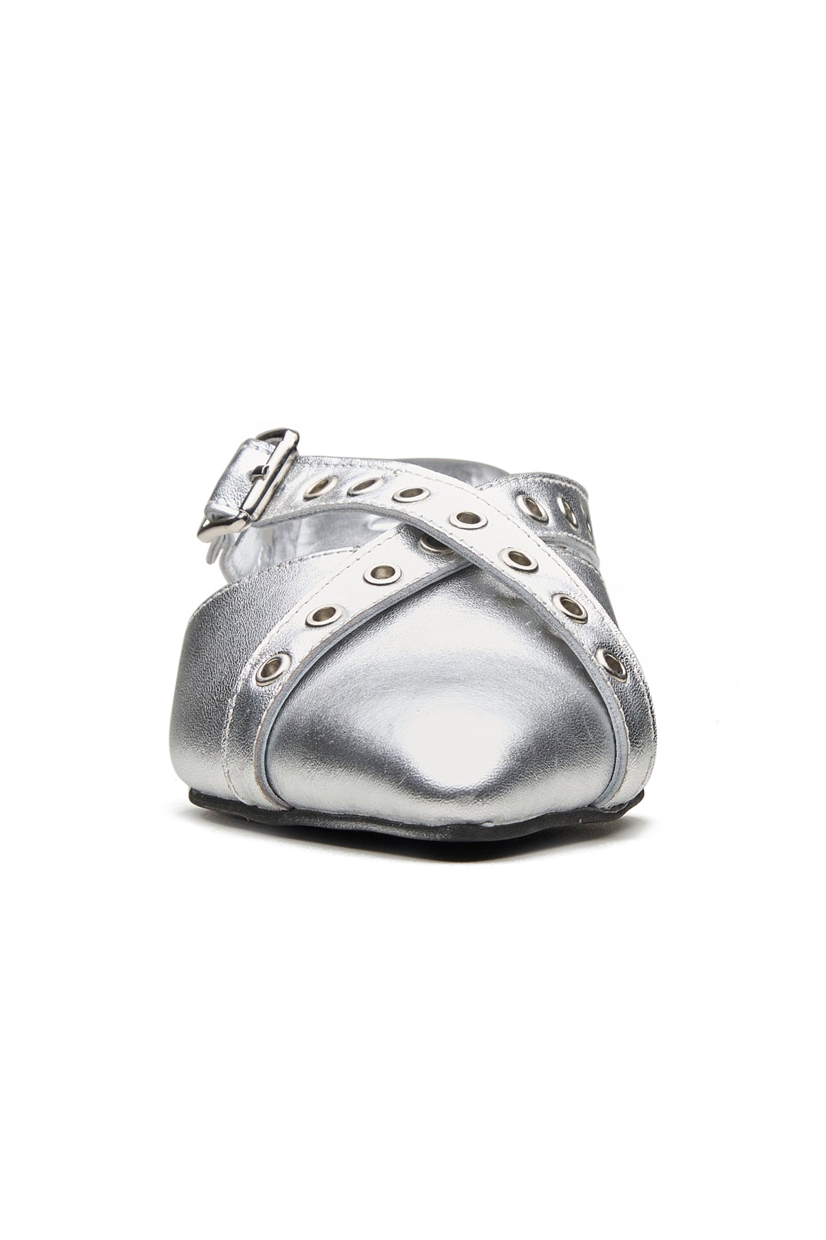Silver Shine Foil Leather Wedges