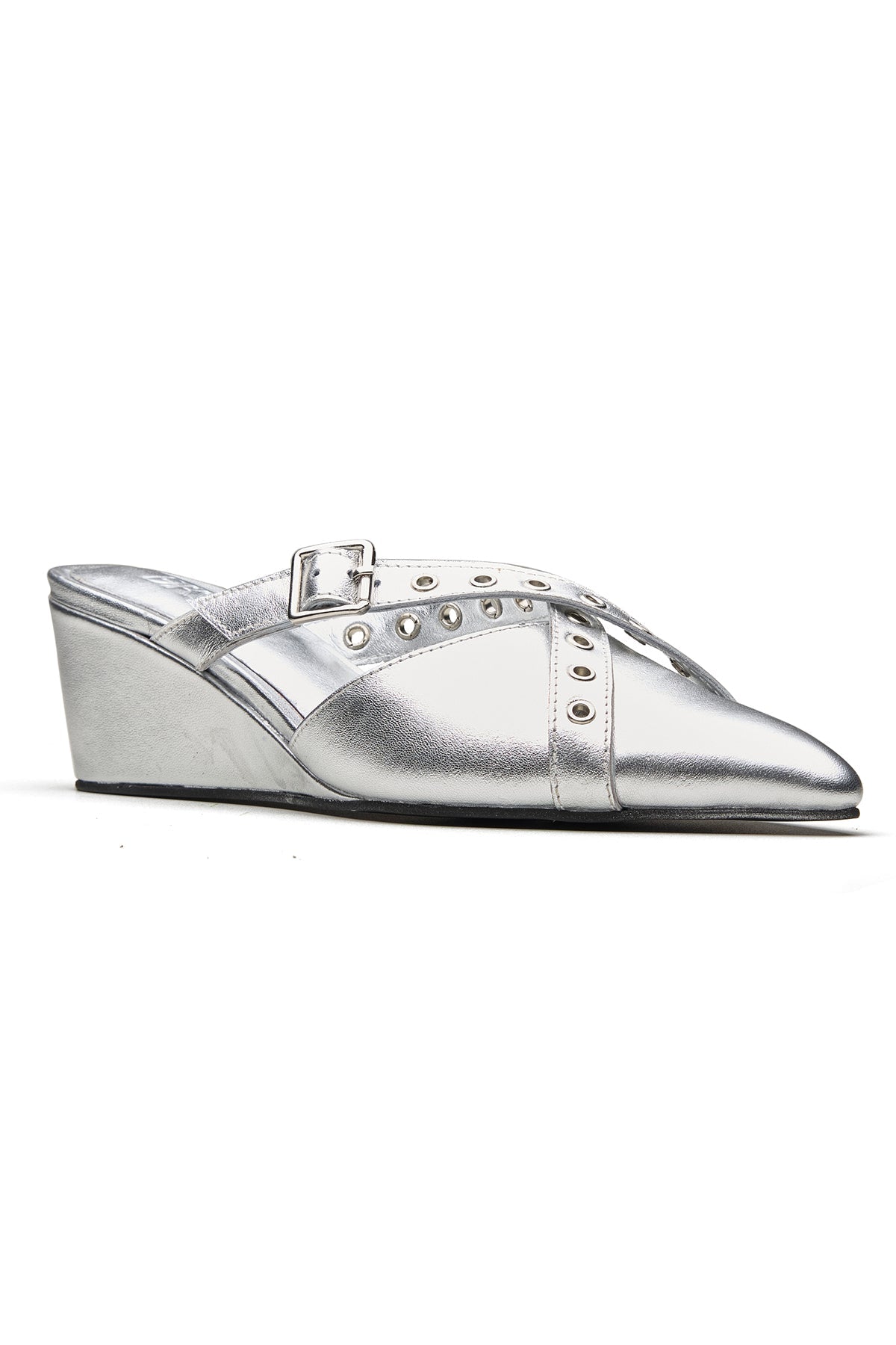 Buy Silver Shine Foil Leather Wedges by Dang Shoes for Women online at ScrollnShops