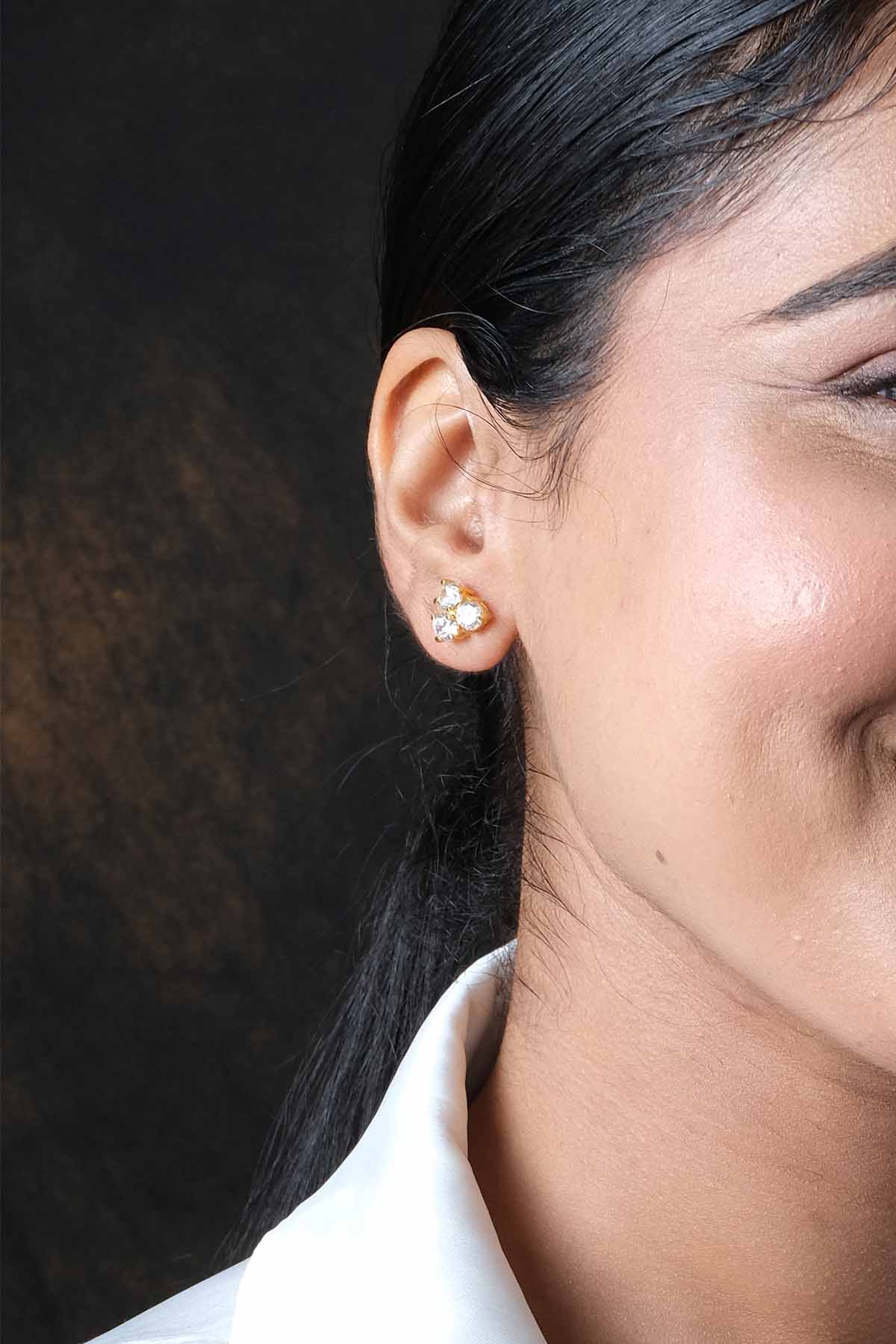 Silver Solitaire Studs Earrings