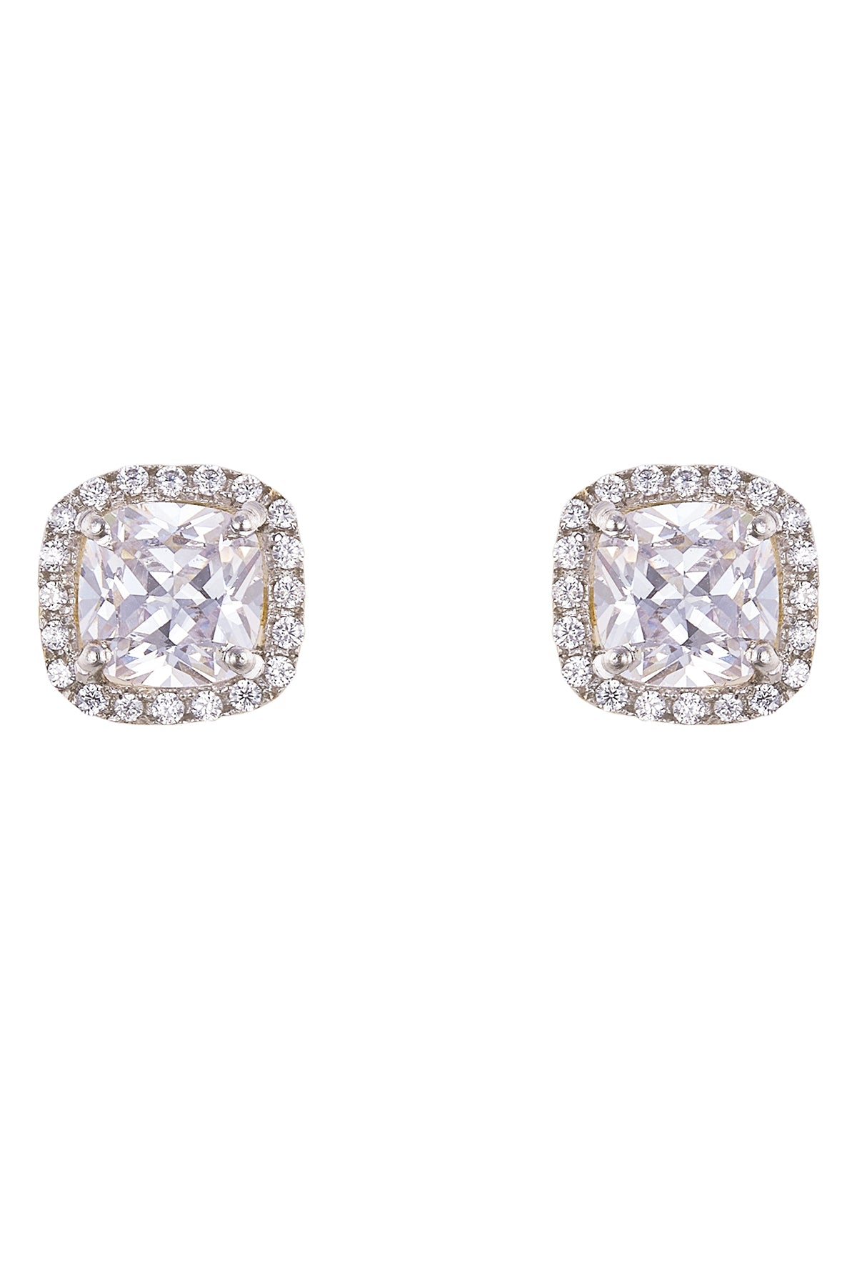 Silver Square Diamond Earrings