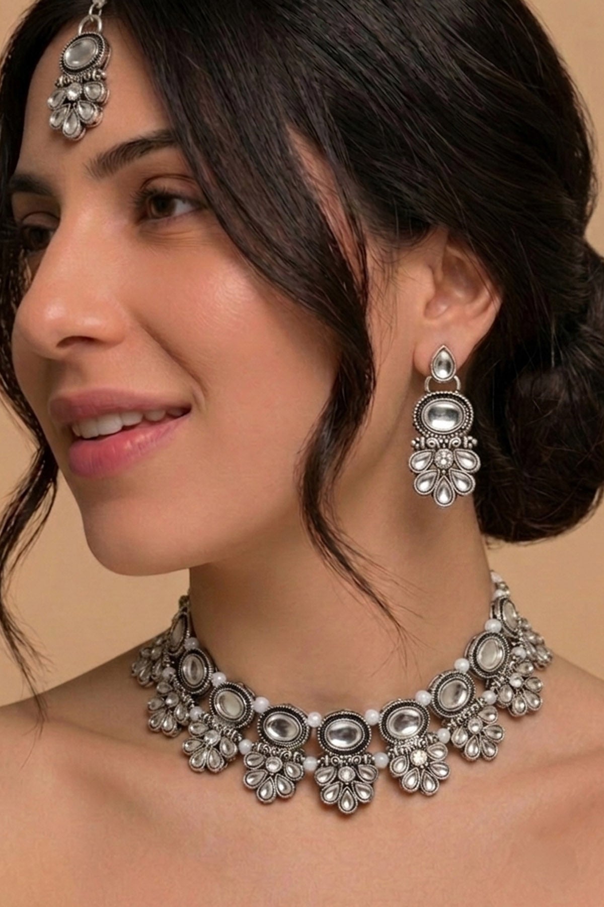 Buy Silver Tear Drop Jewellery Set for women by Inko & Co online available at scrollnshops