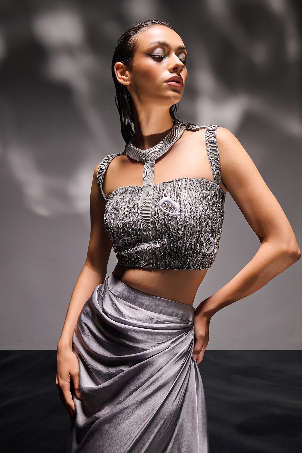 Silver Thread Work Jacket Set