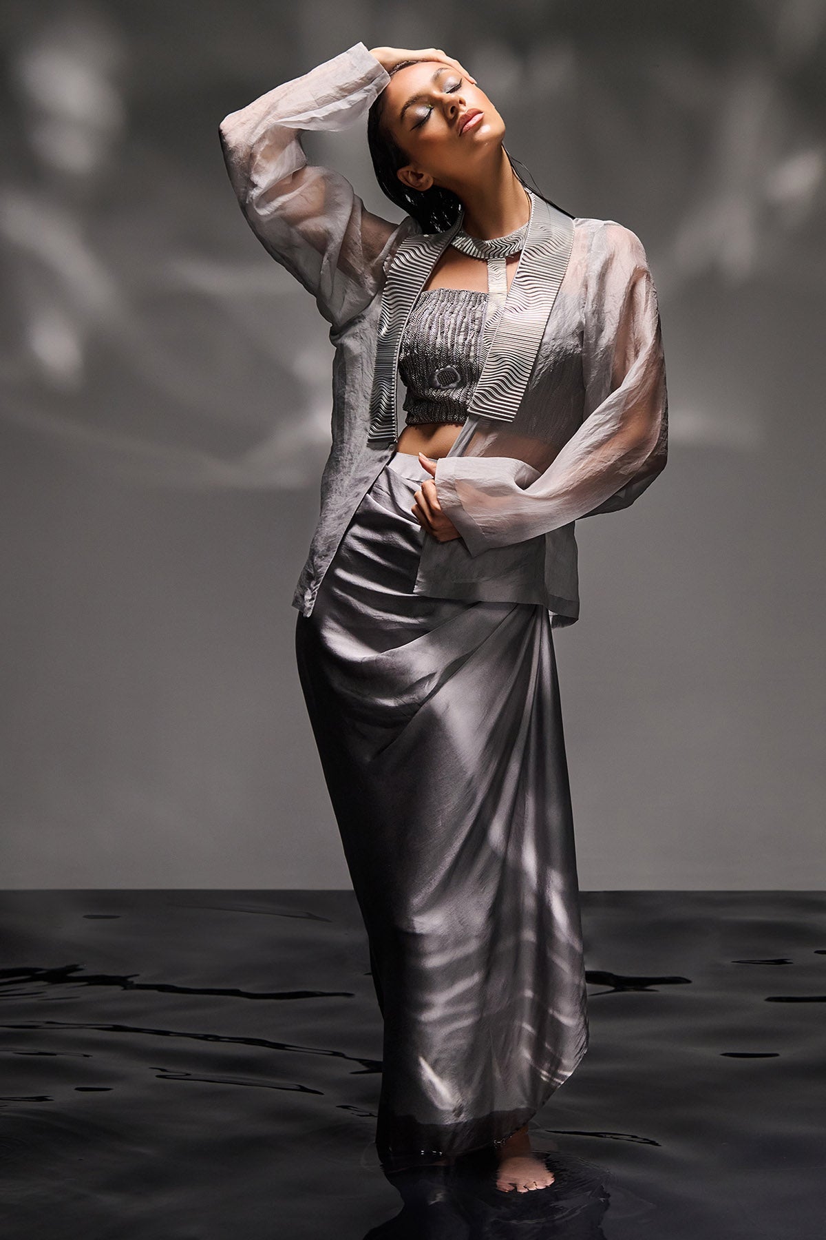 Buy Silver Thread Work Jacket Set by Asaaye for women online at ScrollnShops