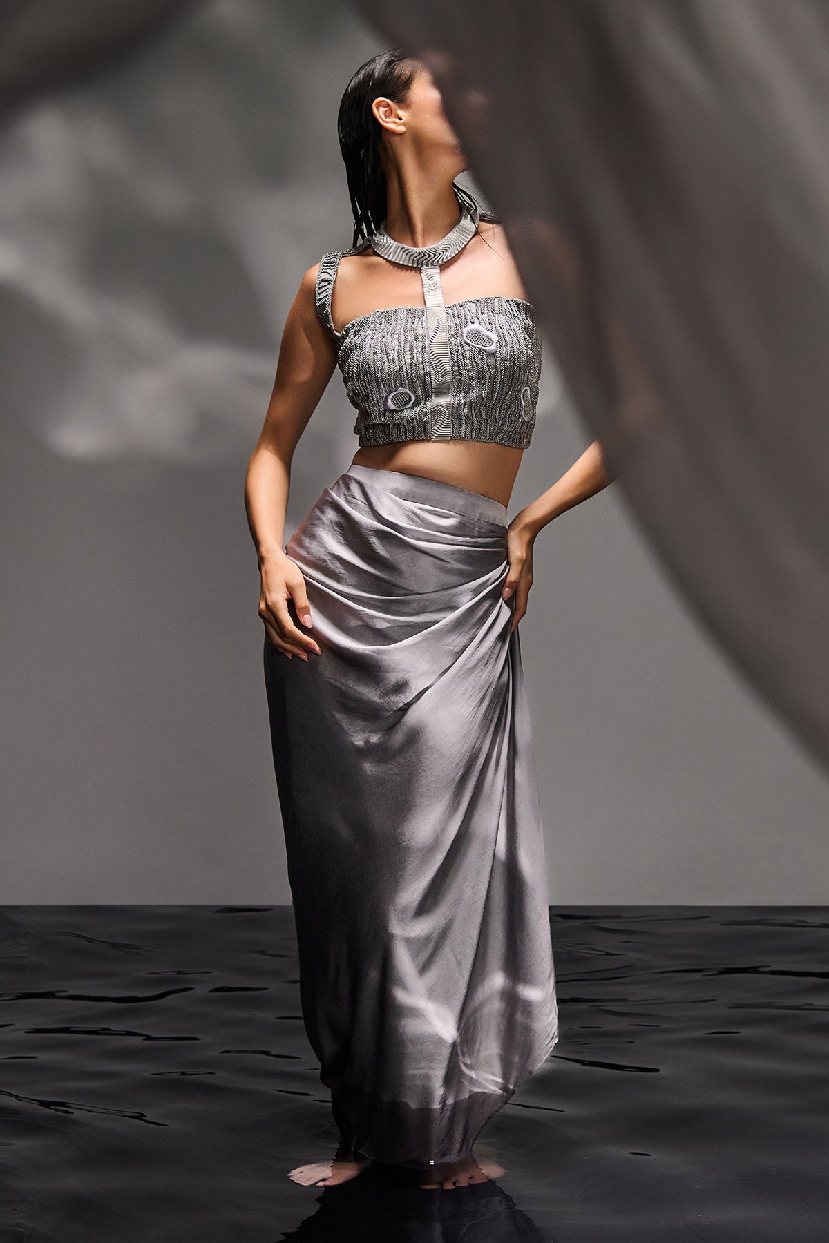 Silver Thread Work Jacket Set