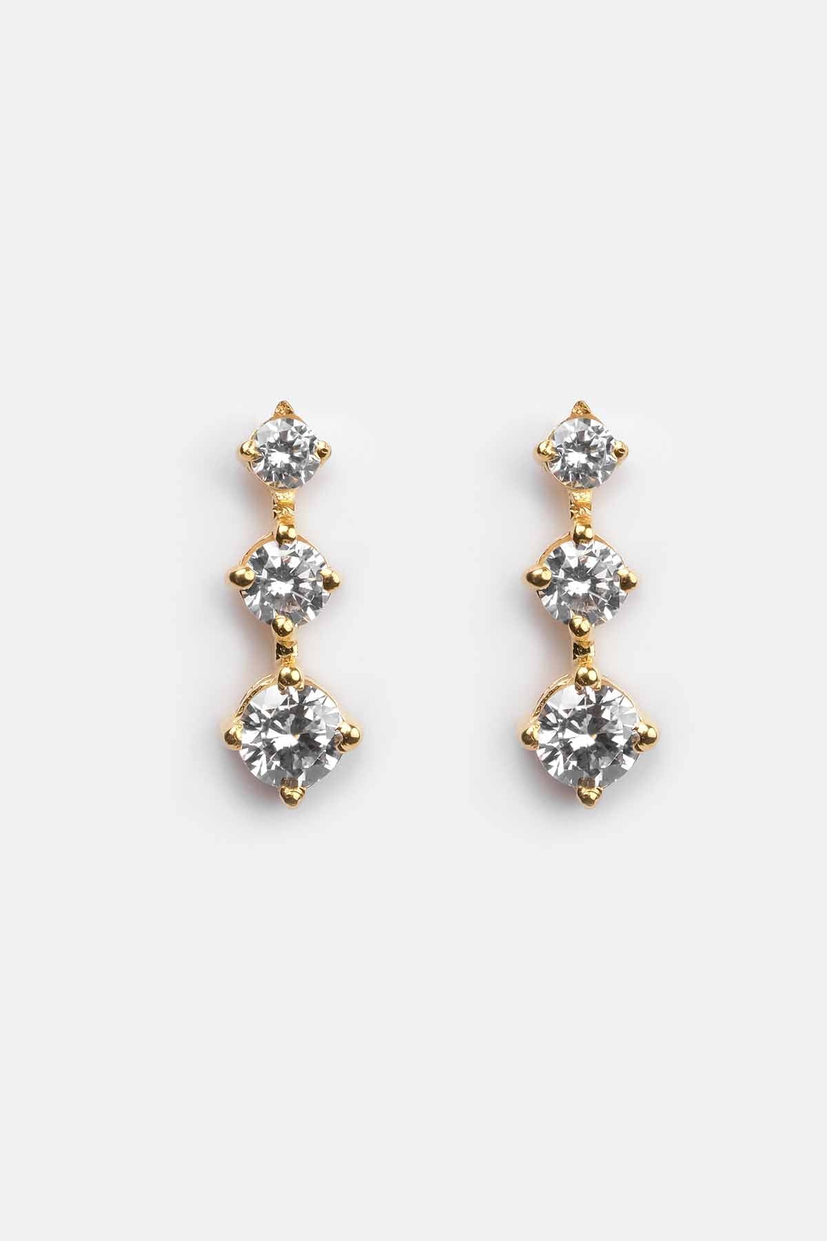 Sica Silver Tiered Solitaire Earrings for jewellery online at ScrollnShops