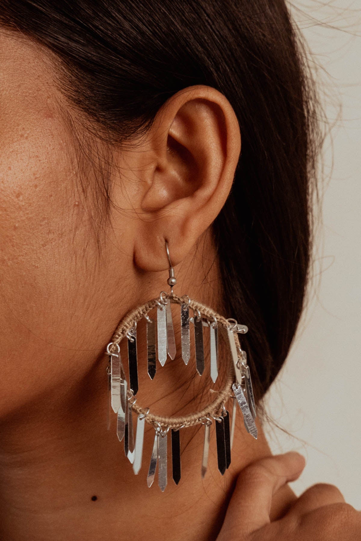 Buy Silver Twisted Round Hoops By Beachbum Online