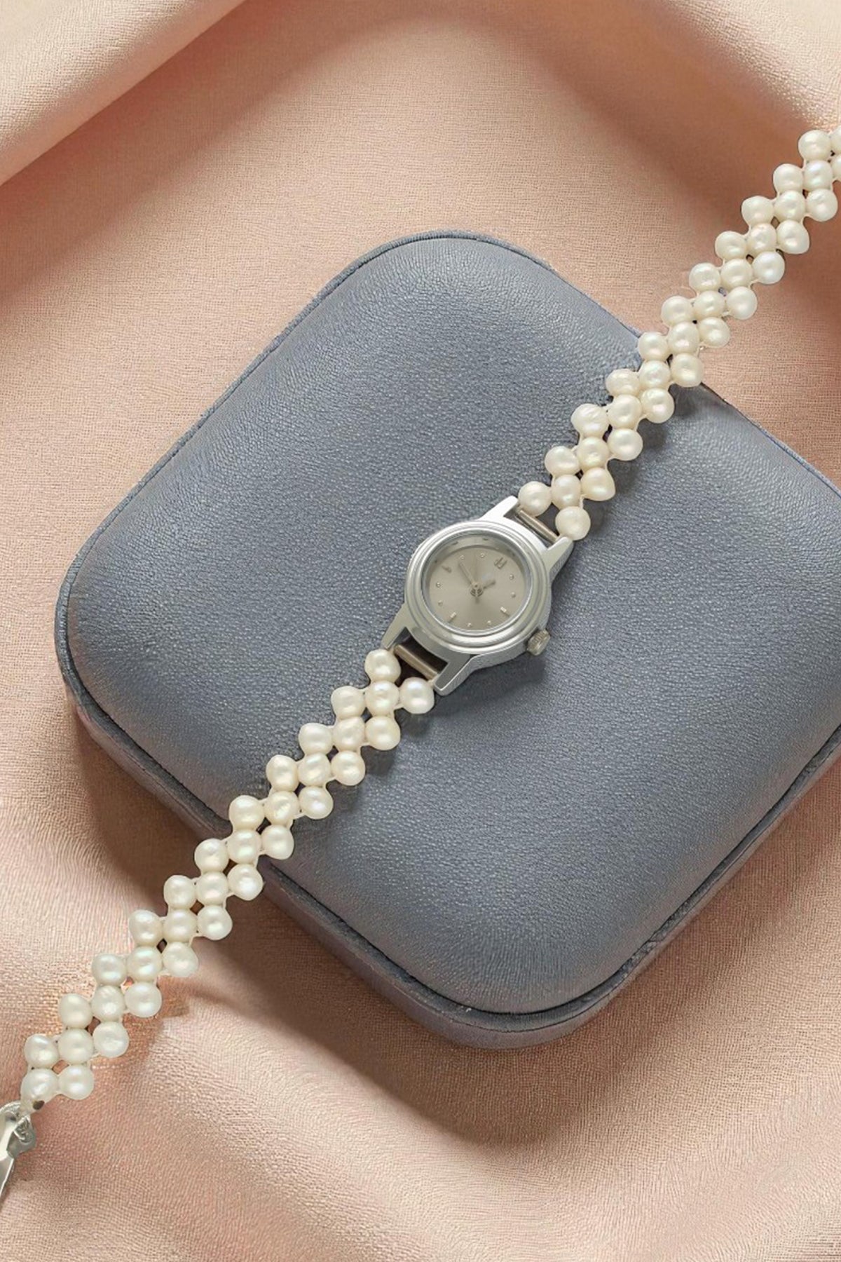 Buy Silver & White One Line Watch for women by J Pearls online available at scrollnshops
