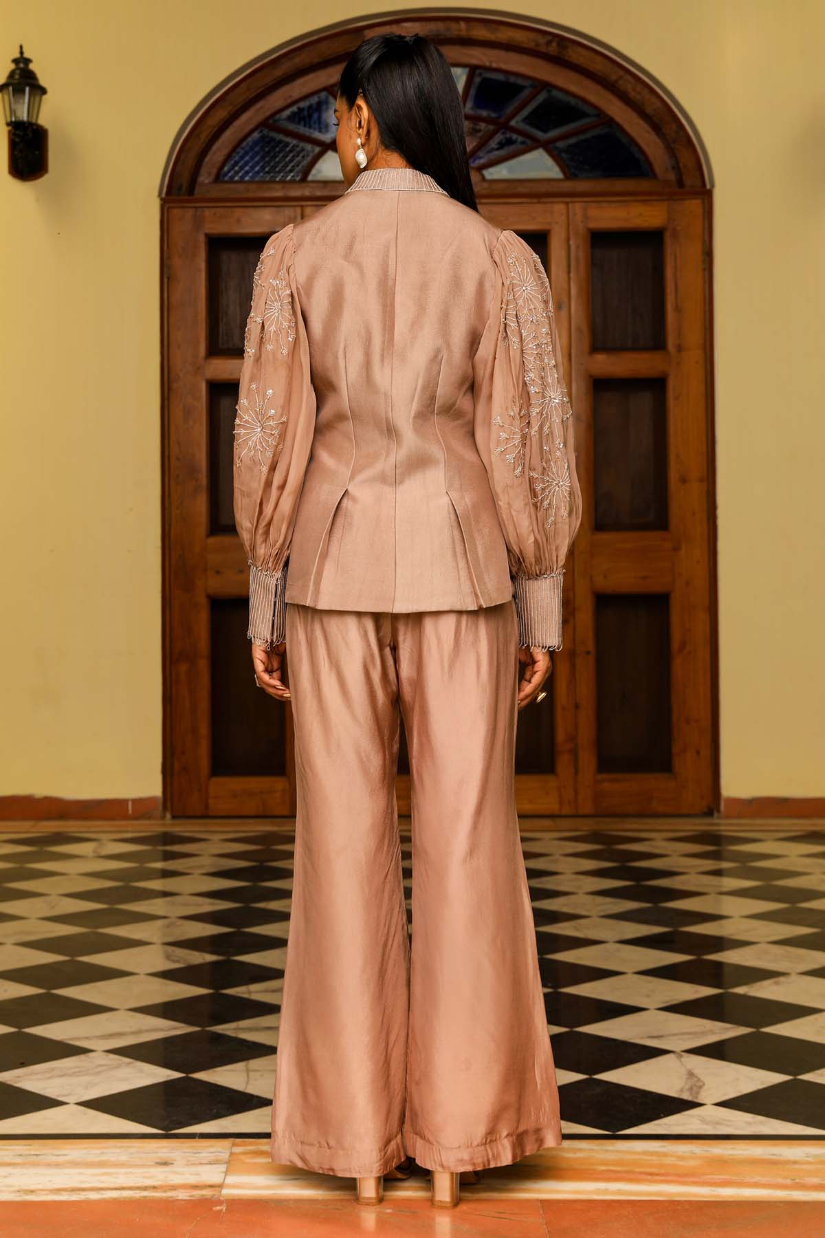 Skin Embellished Jacket Set