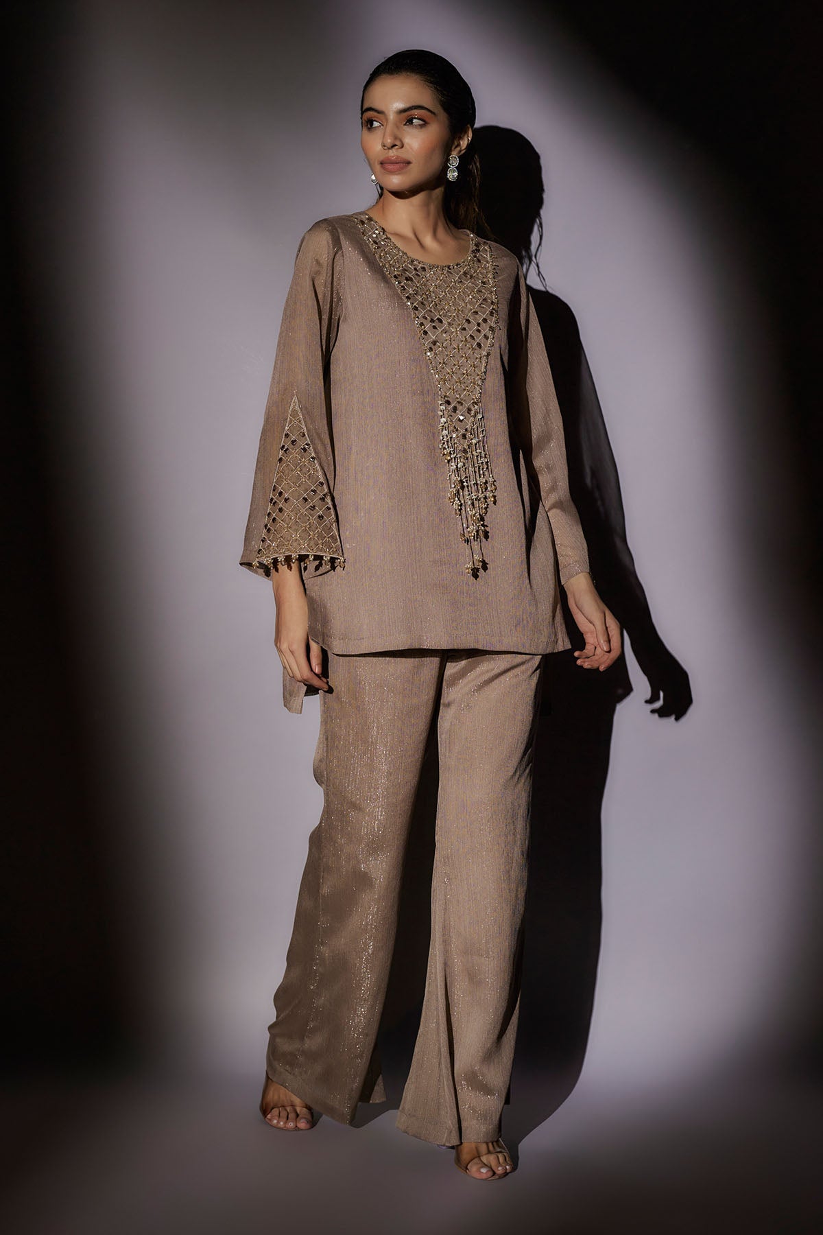 Skin Embroidered Kaftan & Pants