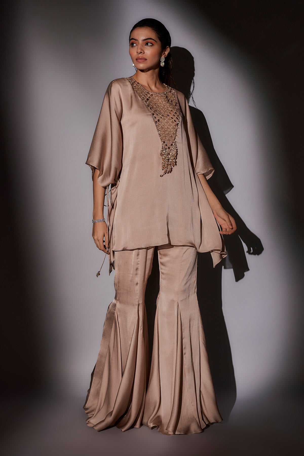 Skin Embroidered Kaftan Set