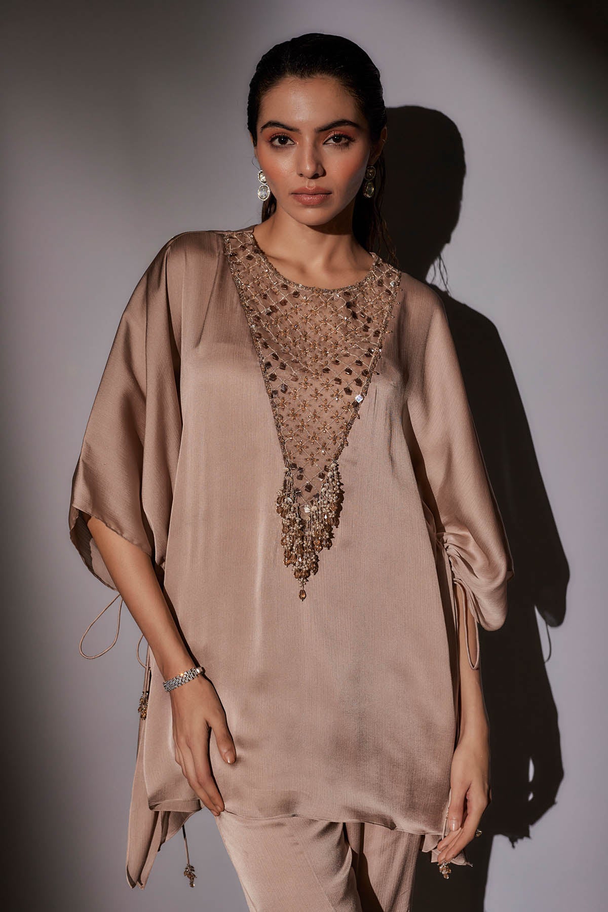 Skin Embroidered Kaftan Set