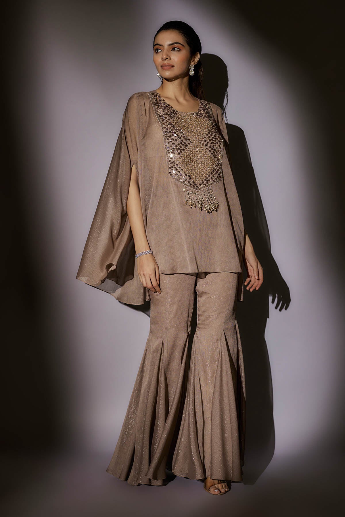 Skin Embroidered Sharara Set