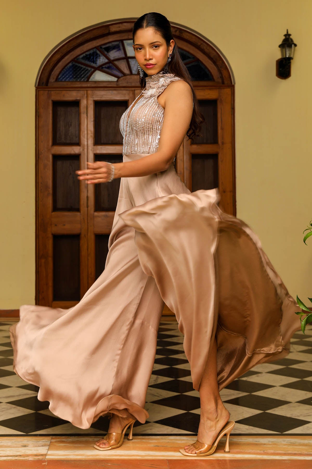 Skin Embroidered Yoke Jumpsuit