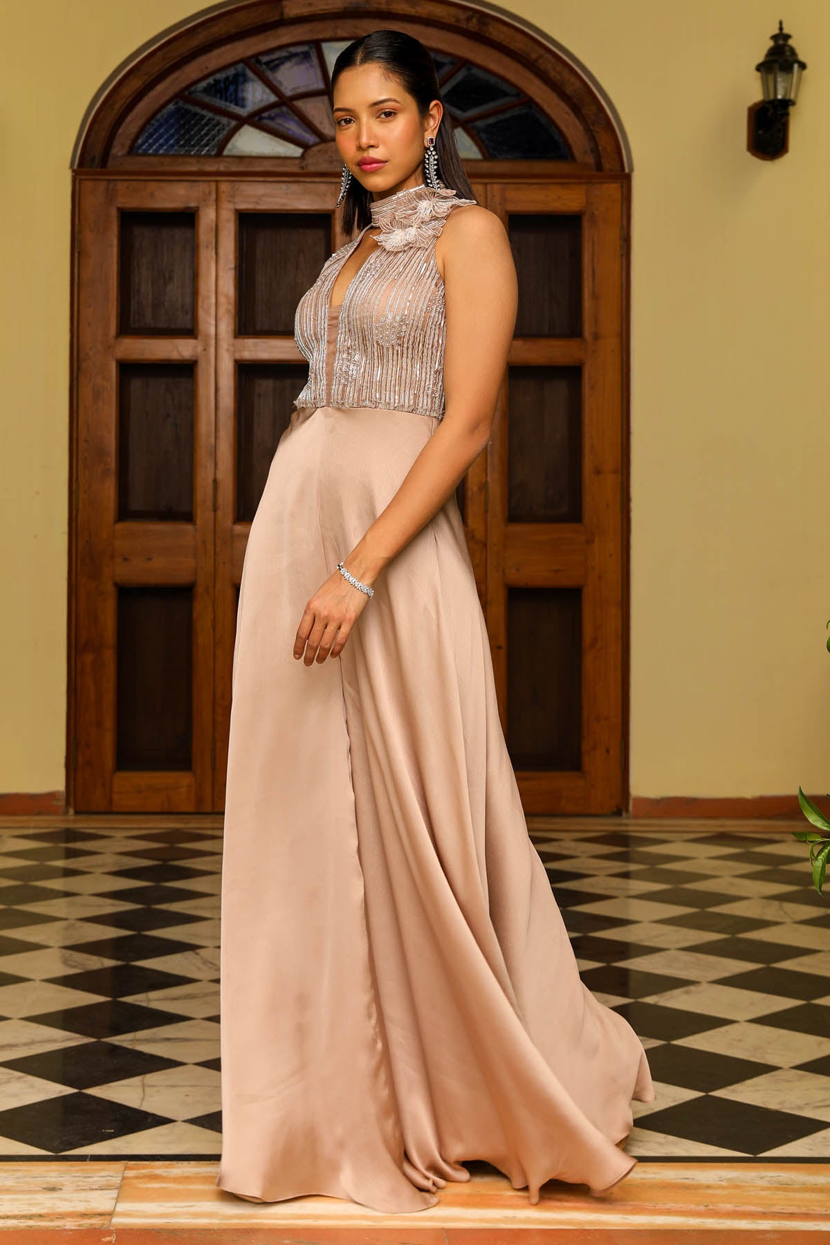 Skin Embroidered Yoke Jumpsuit