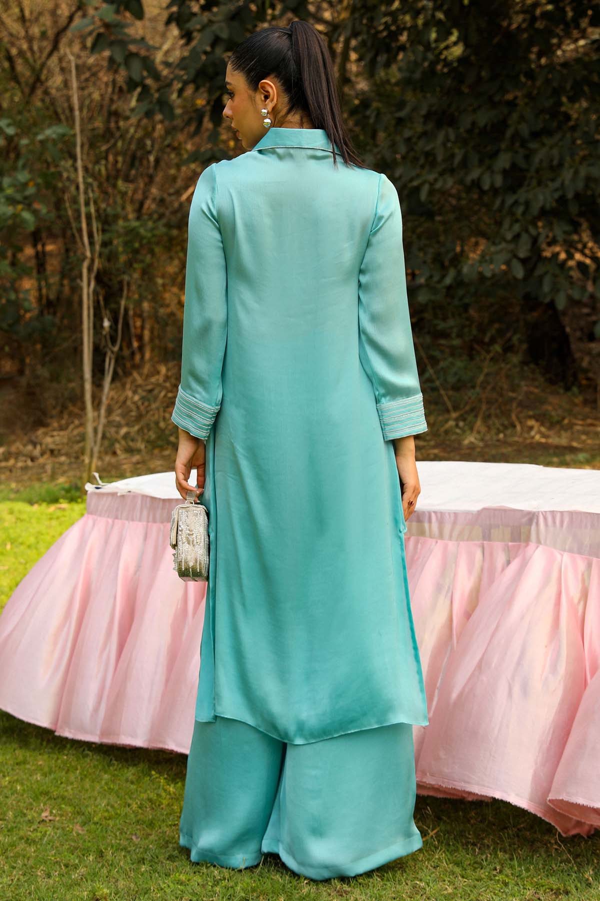 Sky Blue Embroidered Co-ord Set