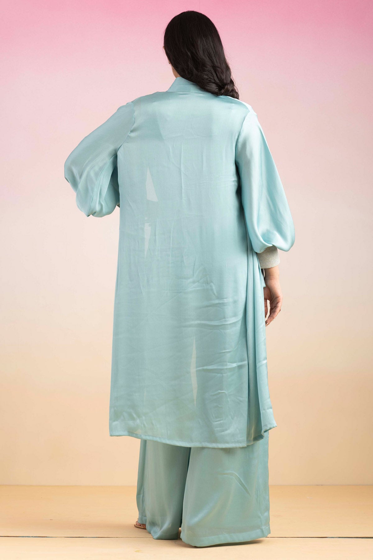 Sky Blue Long Shrug Co-ord Set