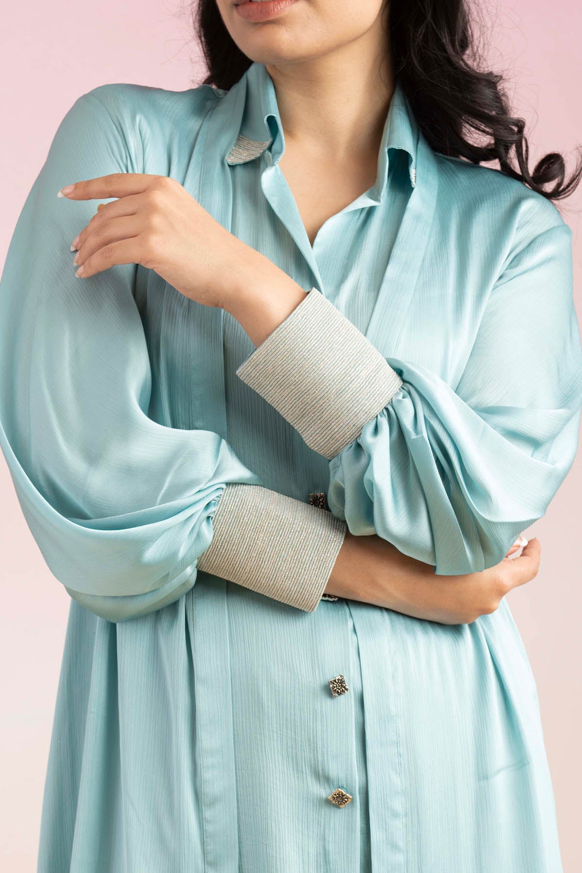 Sky Blue Long Shrug Co-ord Set