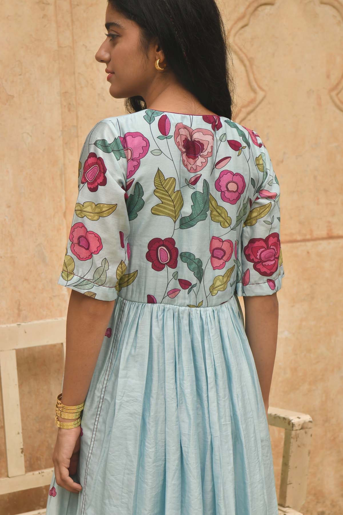 Sky Blue Chanderi Silk Kurta Set