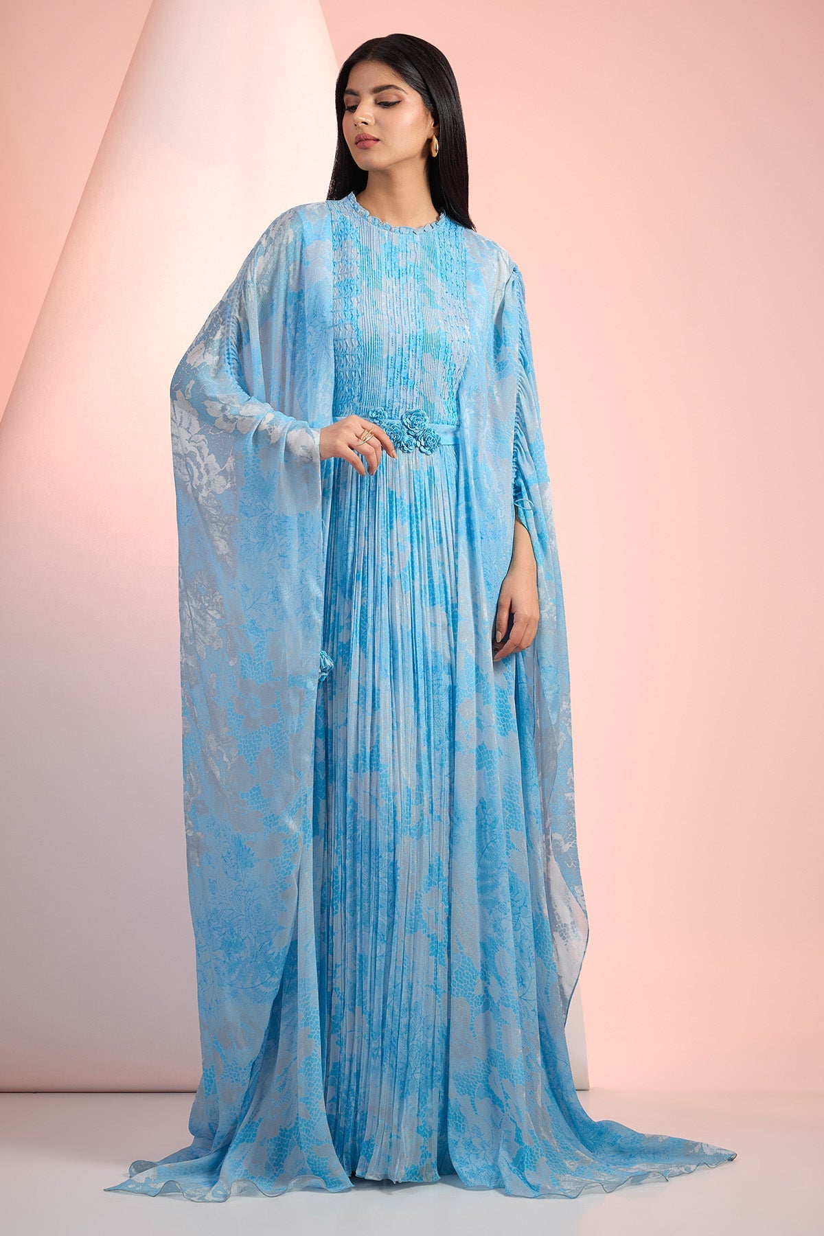 Buy Sky Blue Chiffon Maxi Dress for Women by Mandira Wirk Buy Sky Blue Chiffon Maxi Dress for Women by Mandira Wirk