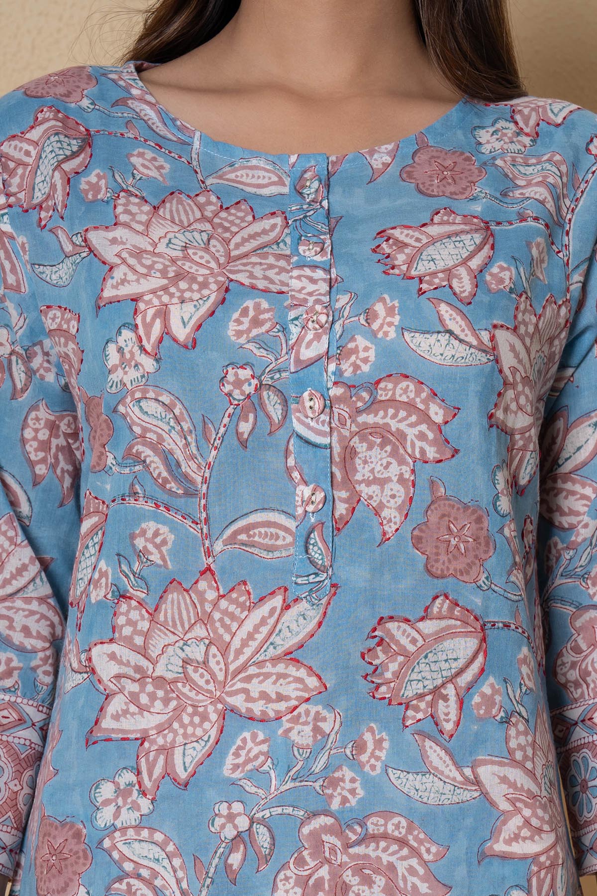 Sky Blue Cotton Kurta Set