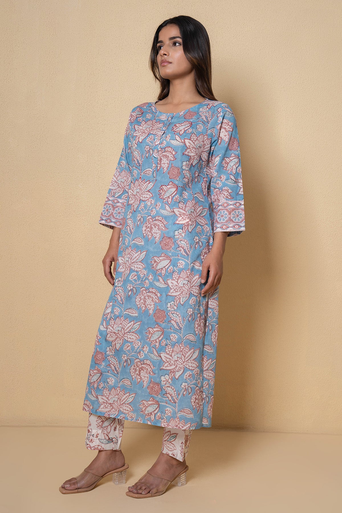 Sky Blue Cotton Kurta Set